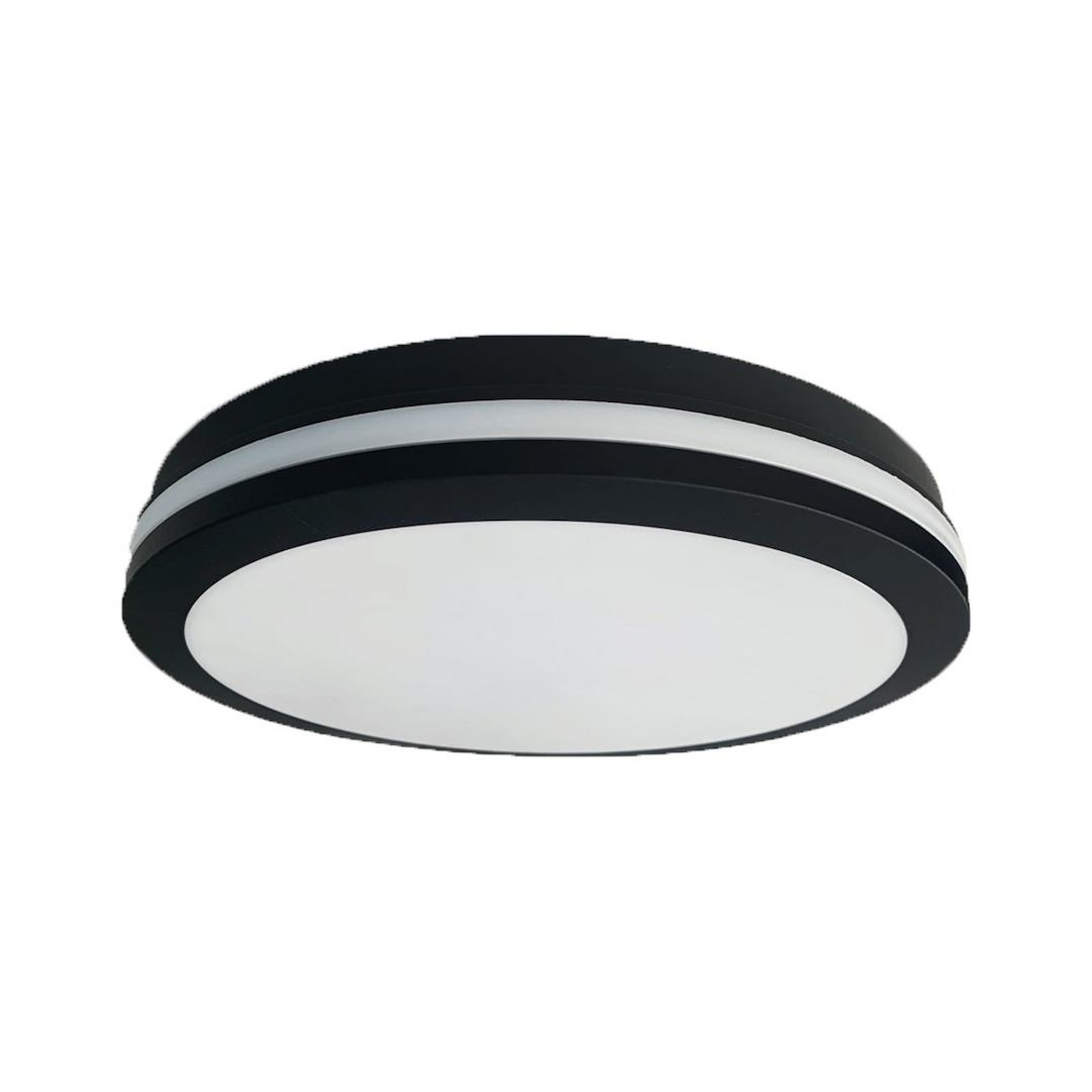 Plafonnier LED Marlon, Ø 22 cm, noir, plastique, IP54