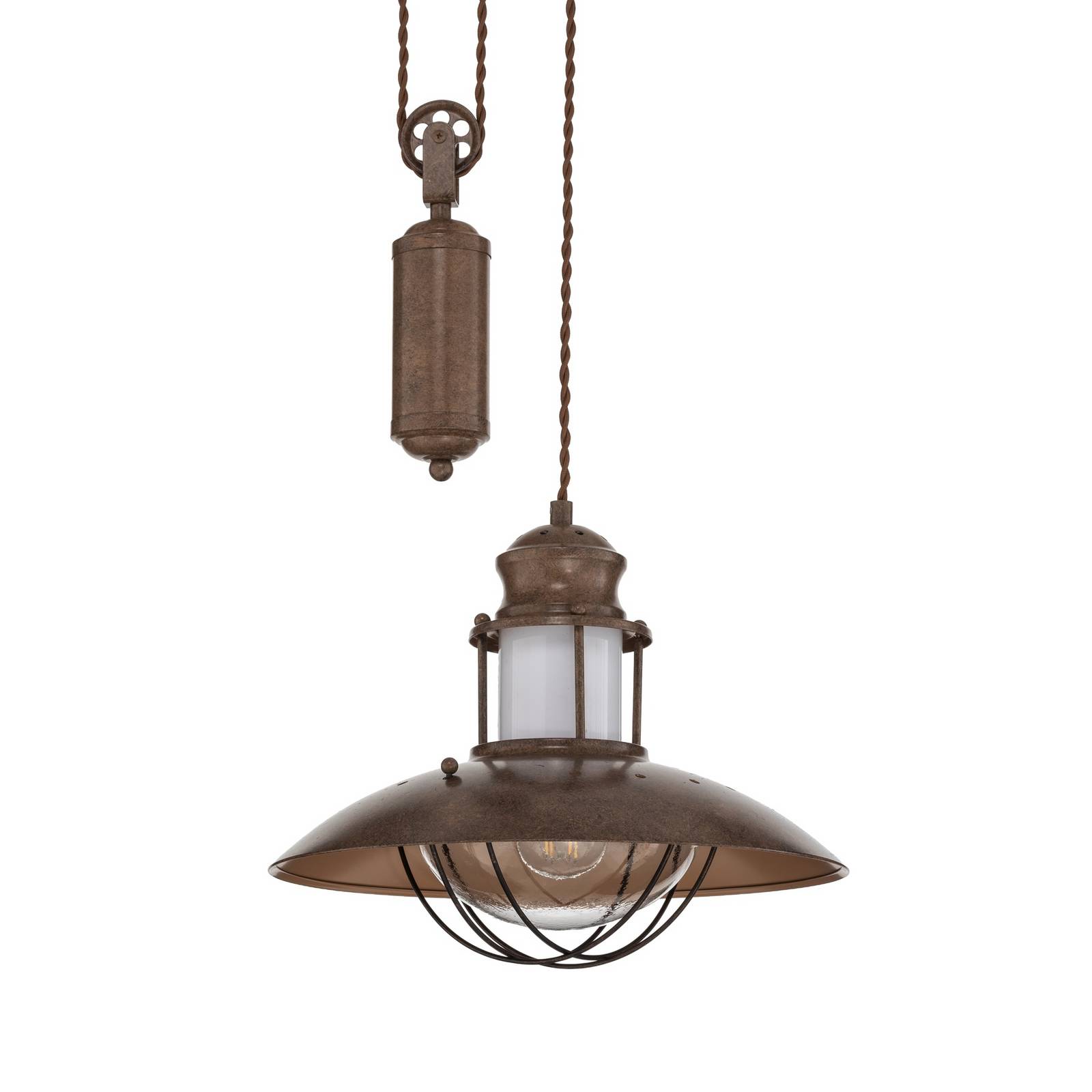Lampa wisząca Lindby Louisanne, regulowana, brązowa, Ø 35 cm