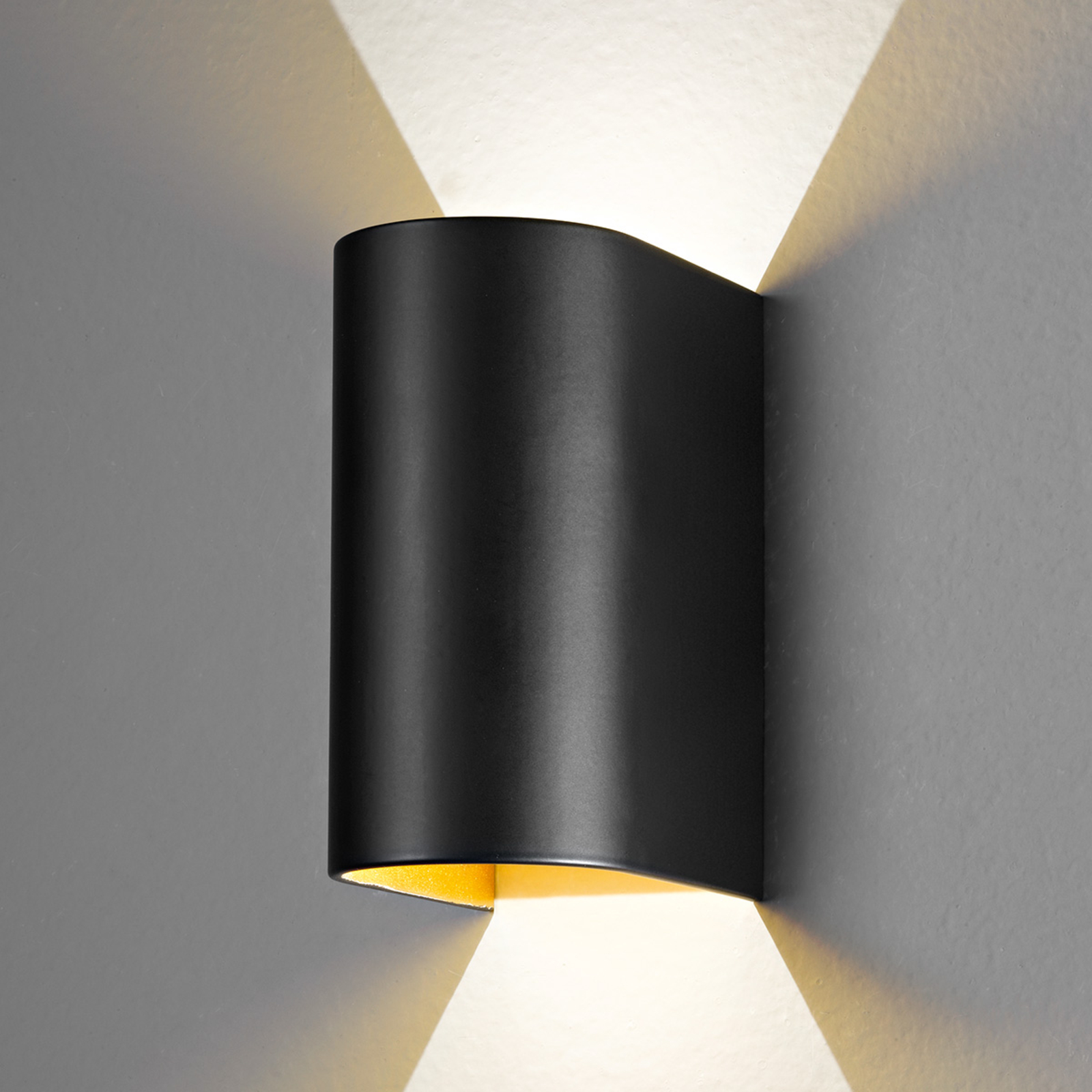Egger Licht Black-gold Feeling LED wall light, for Living / Dining Room, aluminium, 3 W, energy efficiency: A+, W: 6.5 cm, H: 13 cm