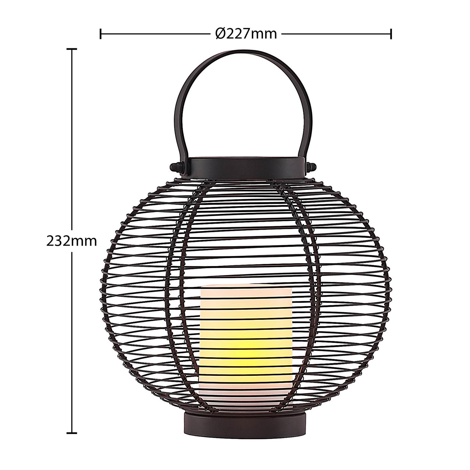 Lindby Mairuna LED solar lantern, black, 22.7 cm