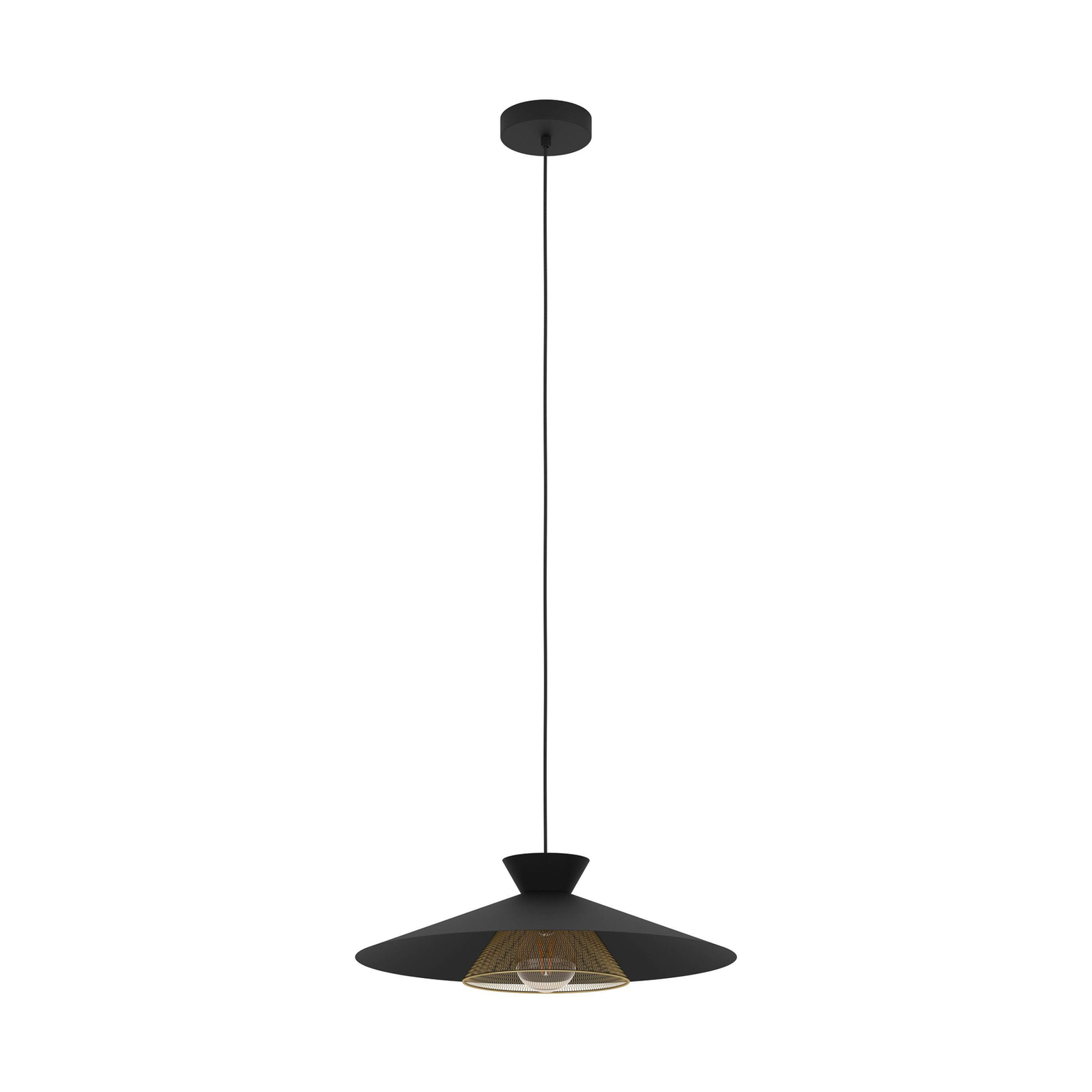 Hanglamp Grizedale, 1-lamp, zwart/messing