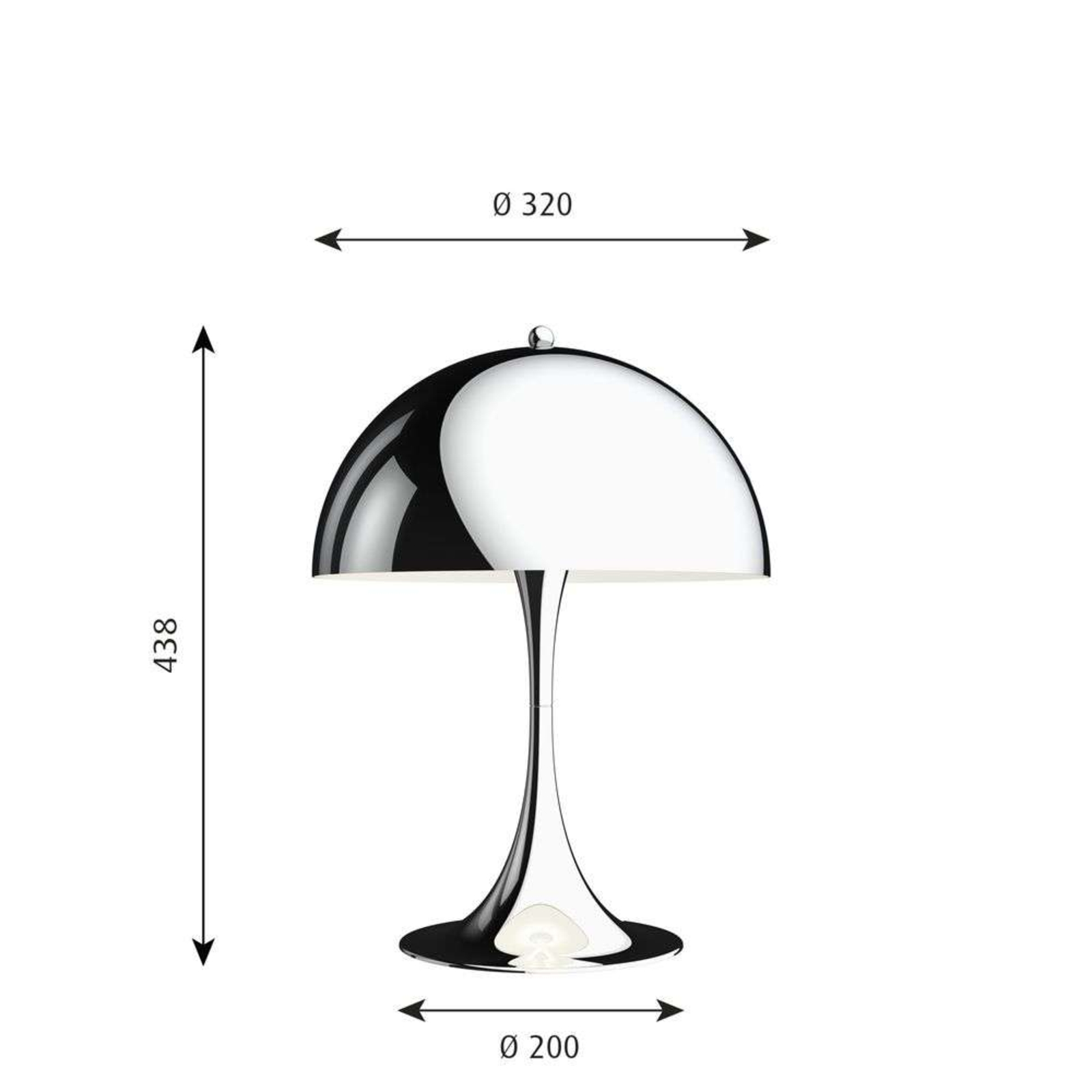 Panthella 320 Lámpara de Sobremesa High-Gloss Chrome-Plated - Louis Poulsen