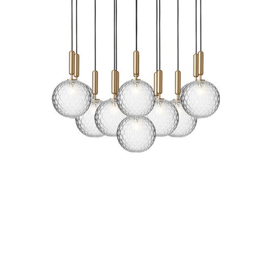Miira 13 lampadario, ottone/trasparente, Ø 98 cm, 13 luci - Nuura
