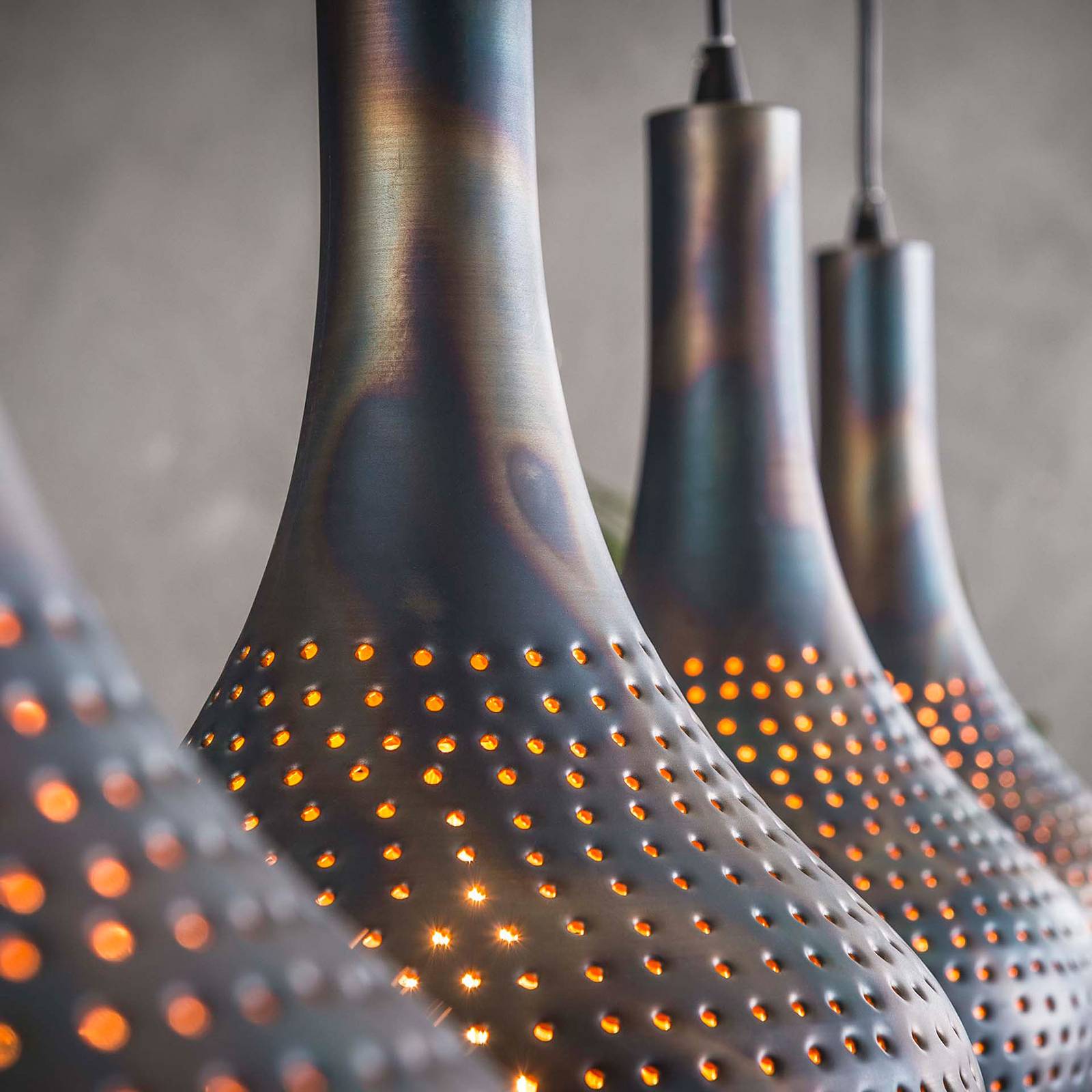 Lampa wisząca Bombur 4-punktowa czarno-brązowa