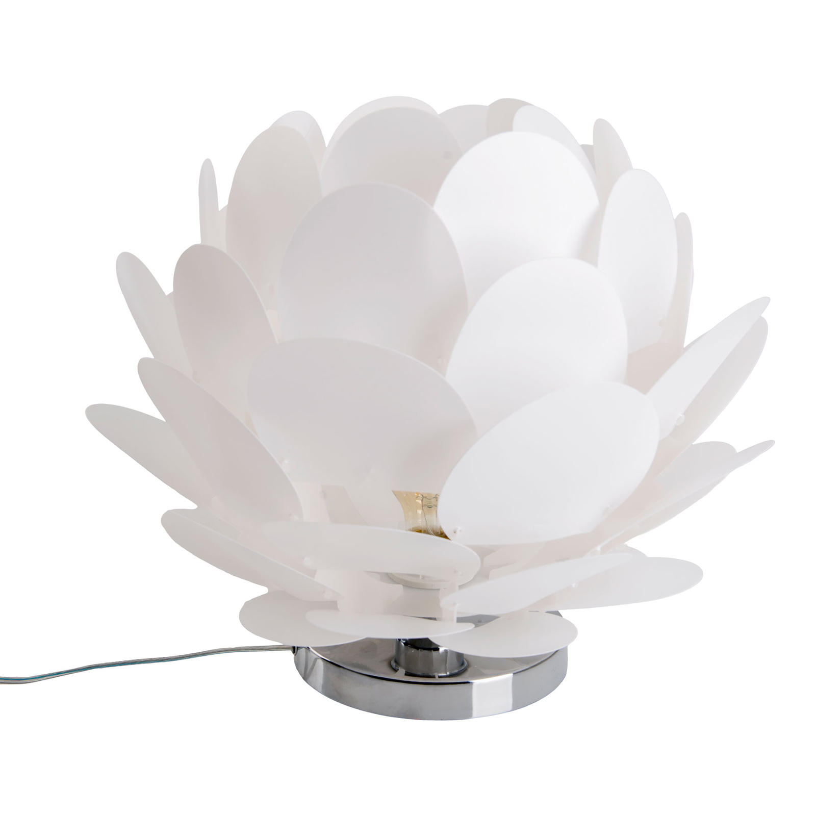 Настолна лампа Fora във формата на цвете, бяла