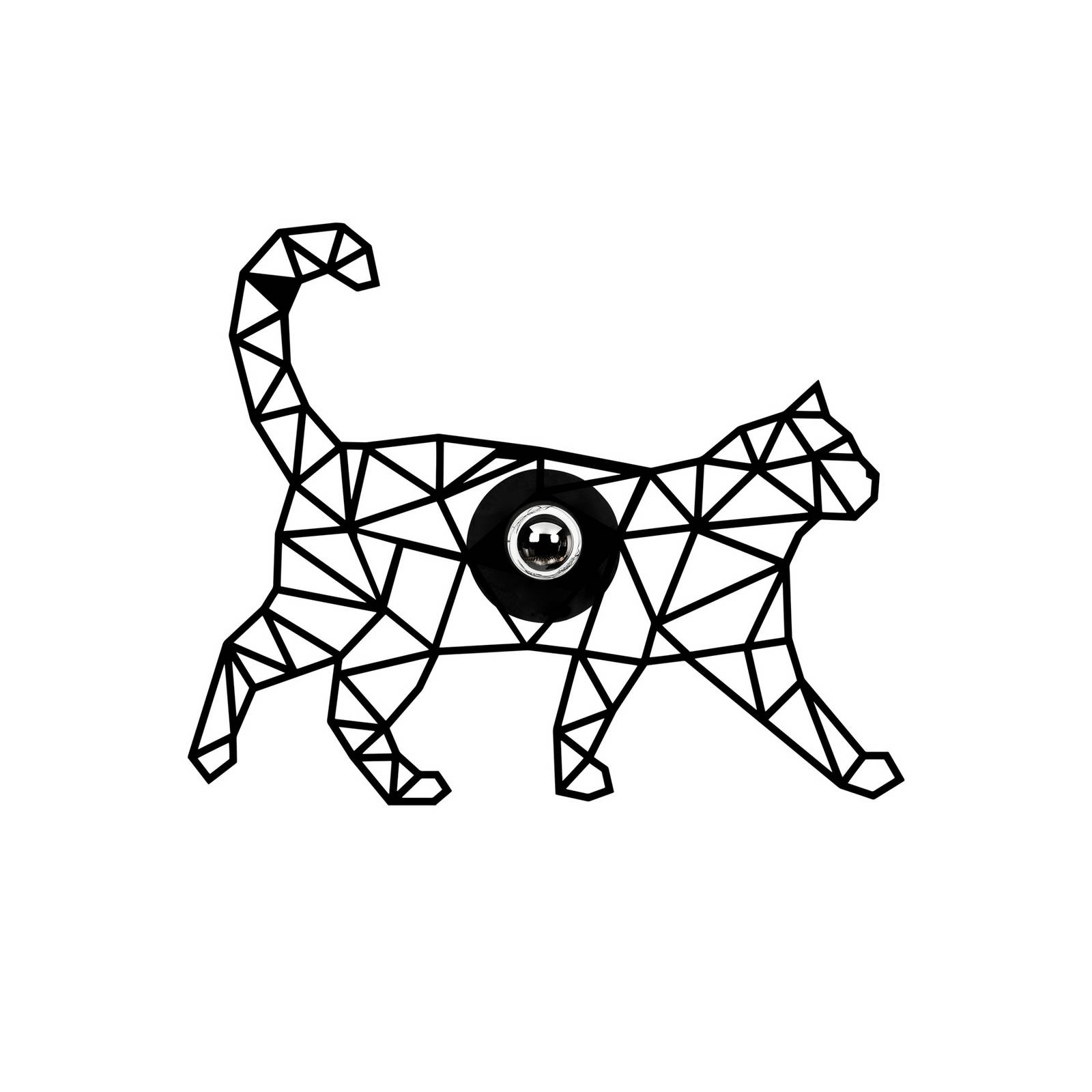 Wandlampe W-041, Lasercut, schwarzes Katzendesign