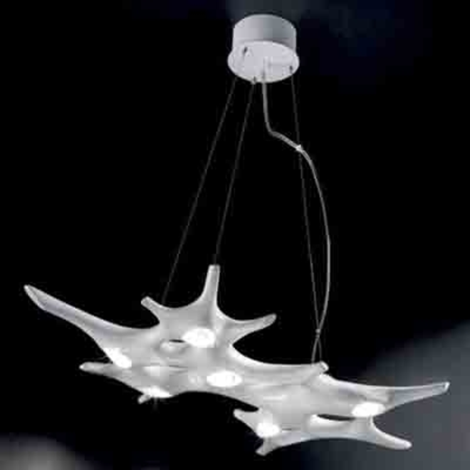 Abstractly shaped Baobab pendant light, white