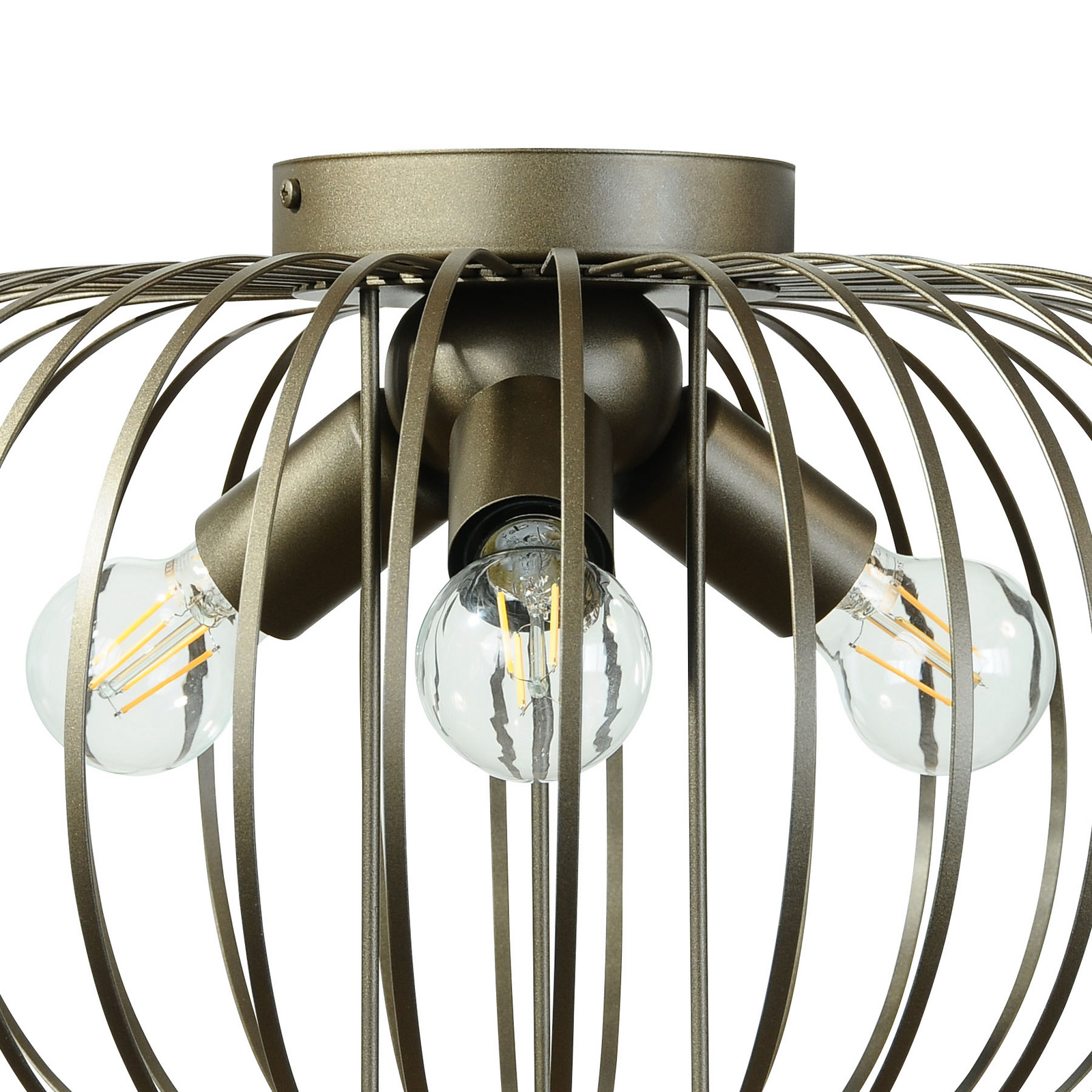 Priekškaru lampa Globe, kafijas krāsā, Ø 51 cm, metāls, 3 spuldzes, E27