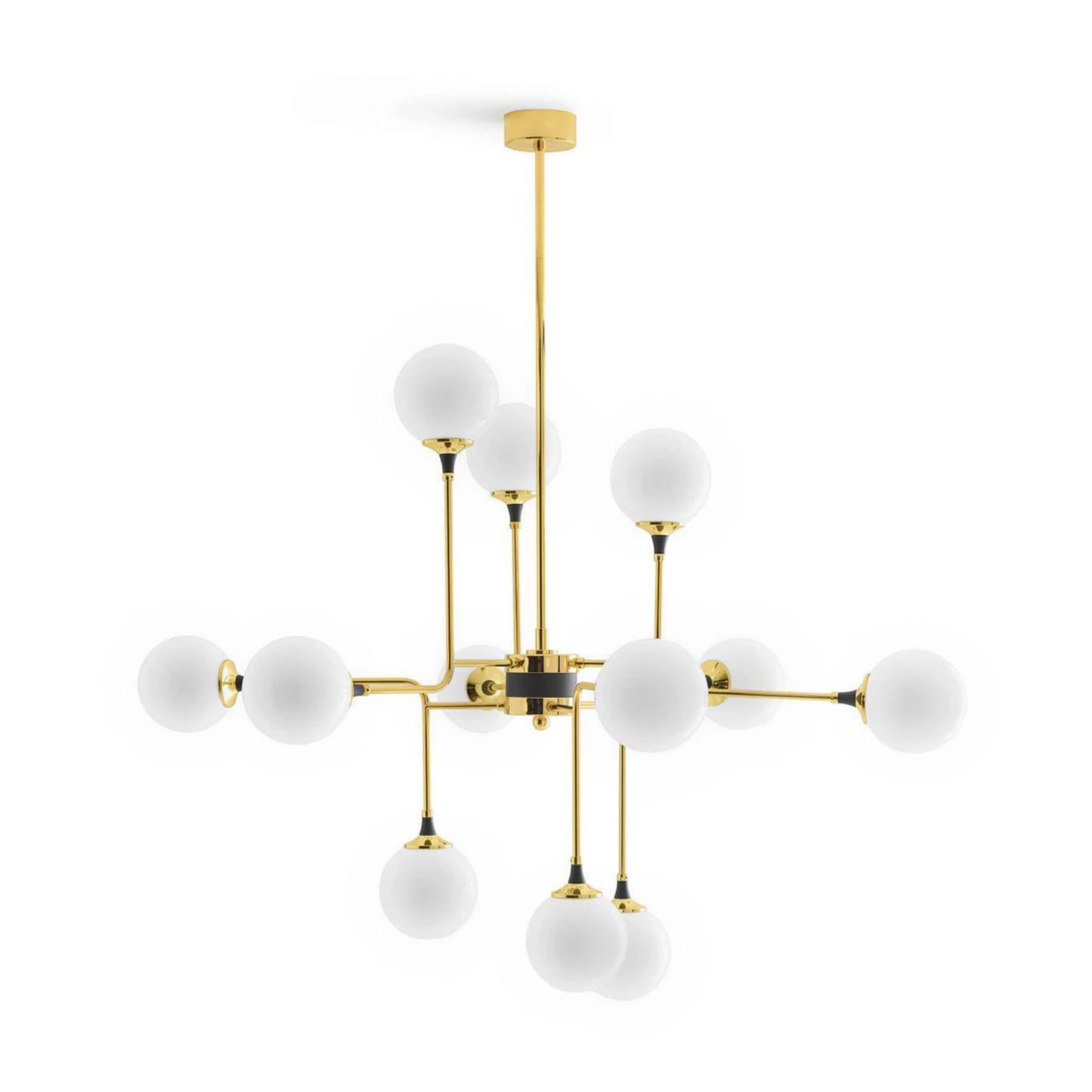 Stilnovo piekaramā lampa Galassia, zelta krāsā, Ø 120 cm, 12 spuldzes.