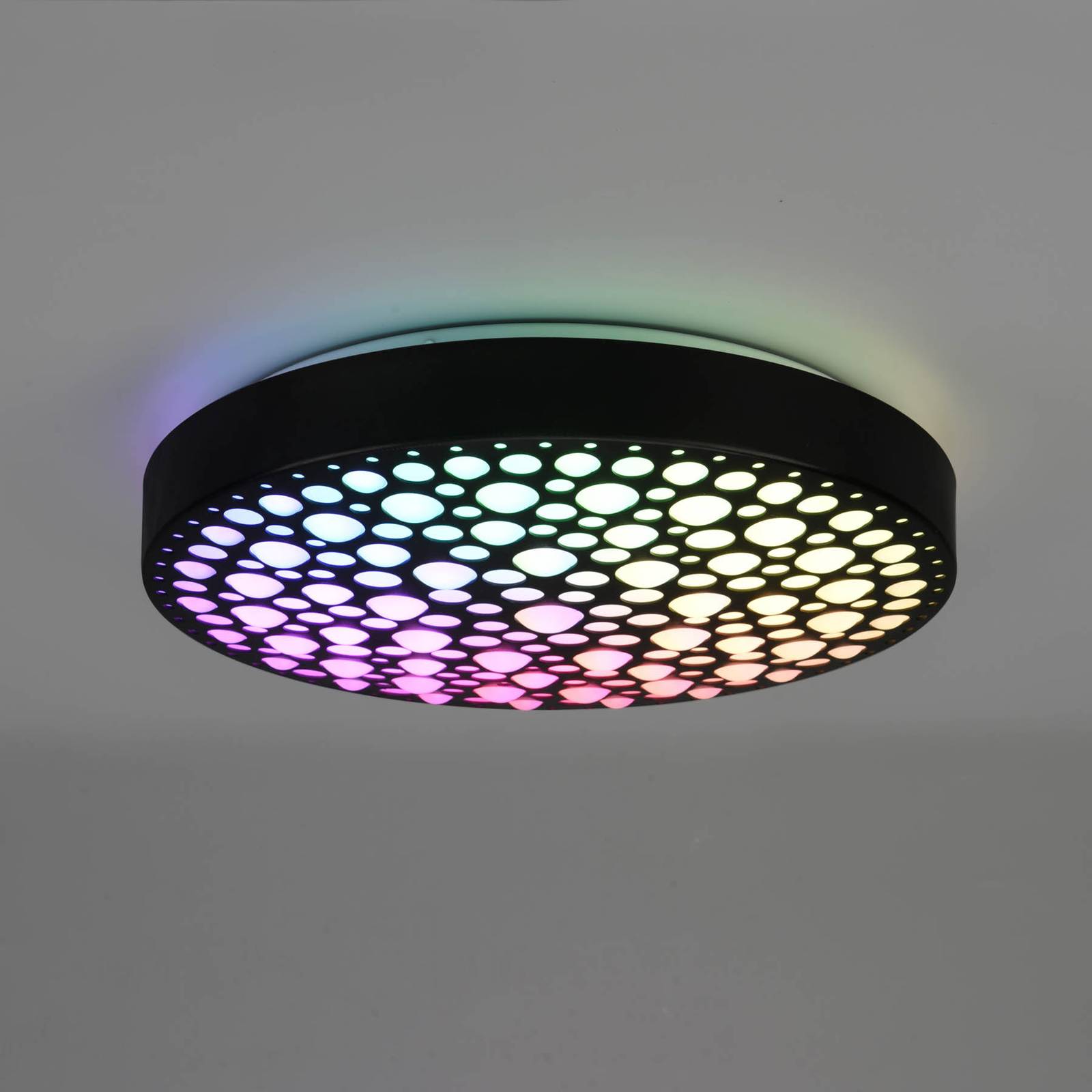 Reality Leuchten LED-taklampa Chizu Ø 40,5 cm dimbar RGB svart