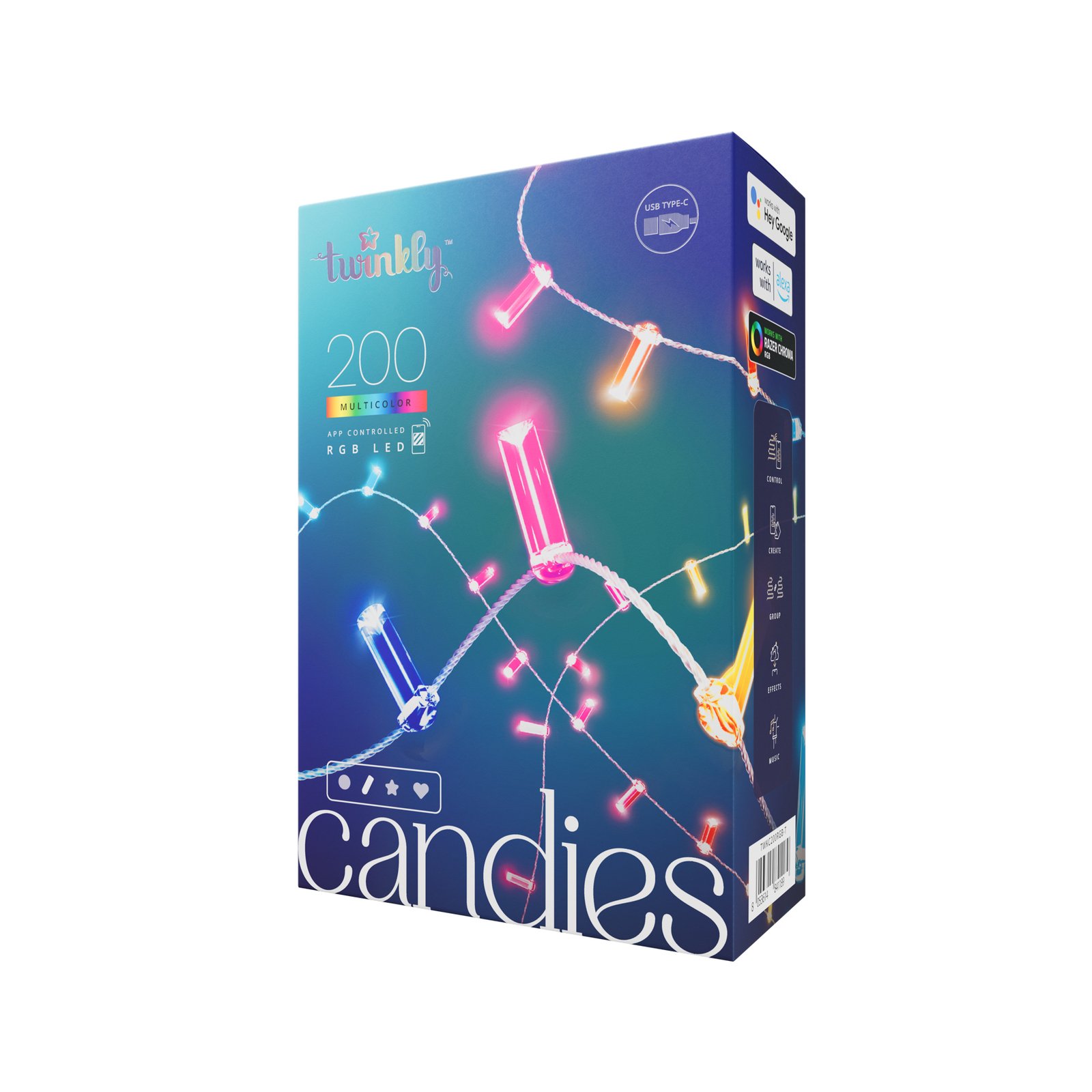 Twinkly Candies 200 candele smart trasparente 12m
