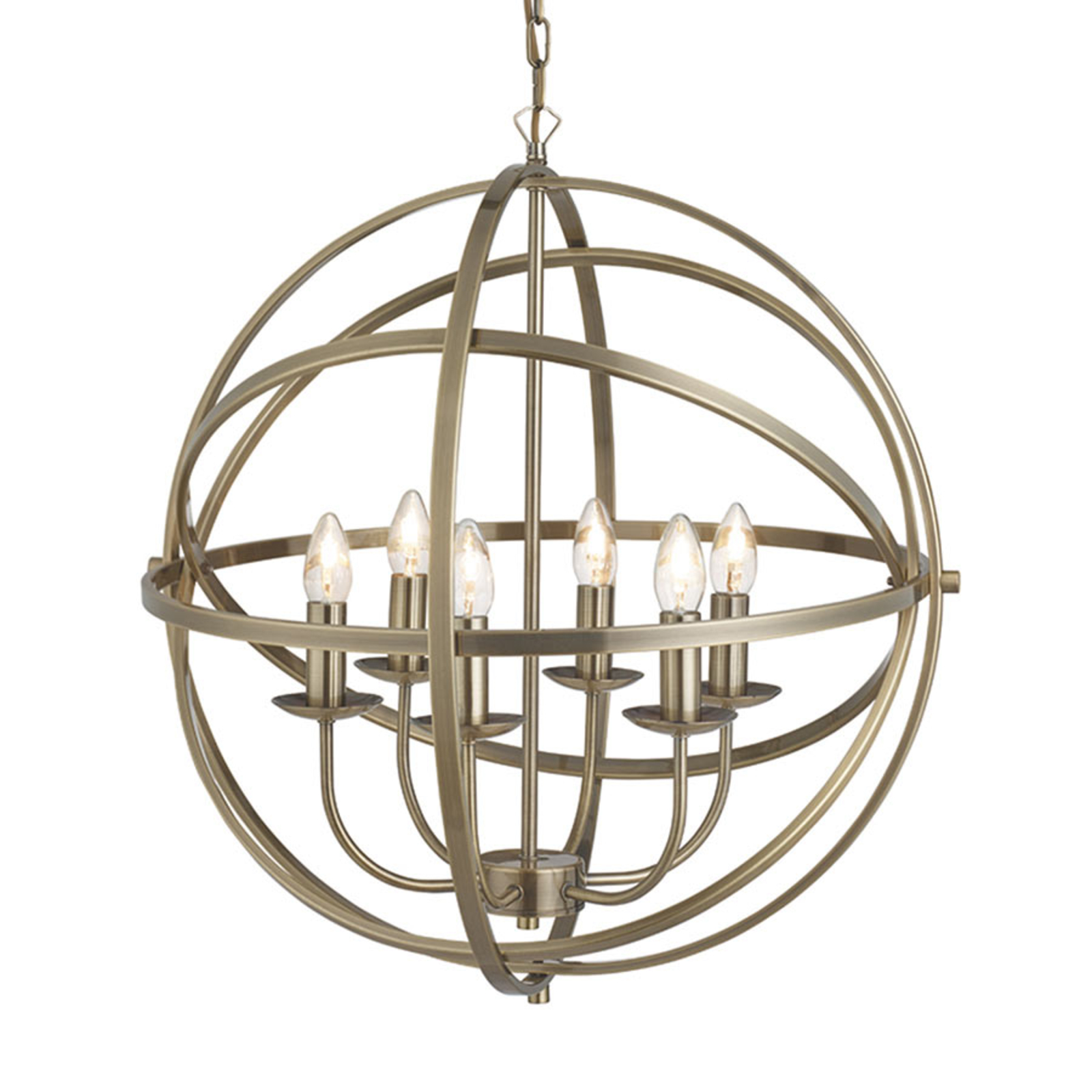 Searchlight Orbit hanging light with a cage design, for Living / Dining Room, steel, E14, 40 W, energy efficiency: A++