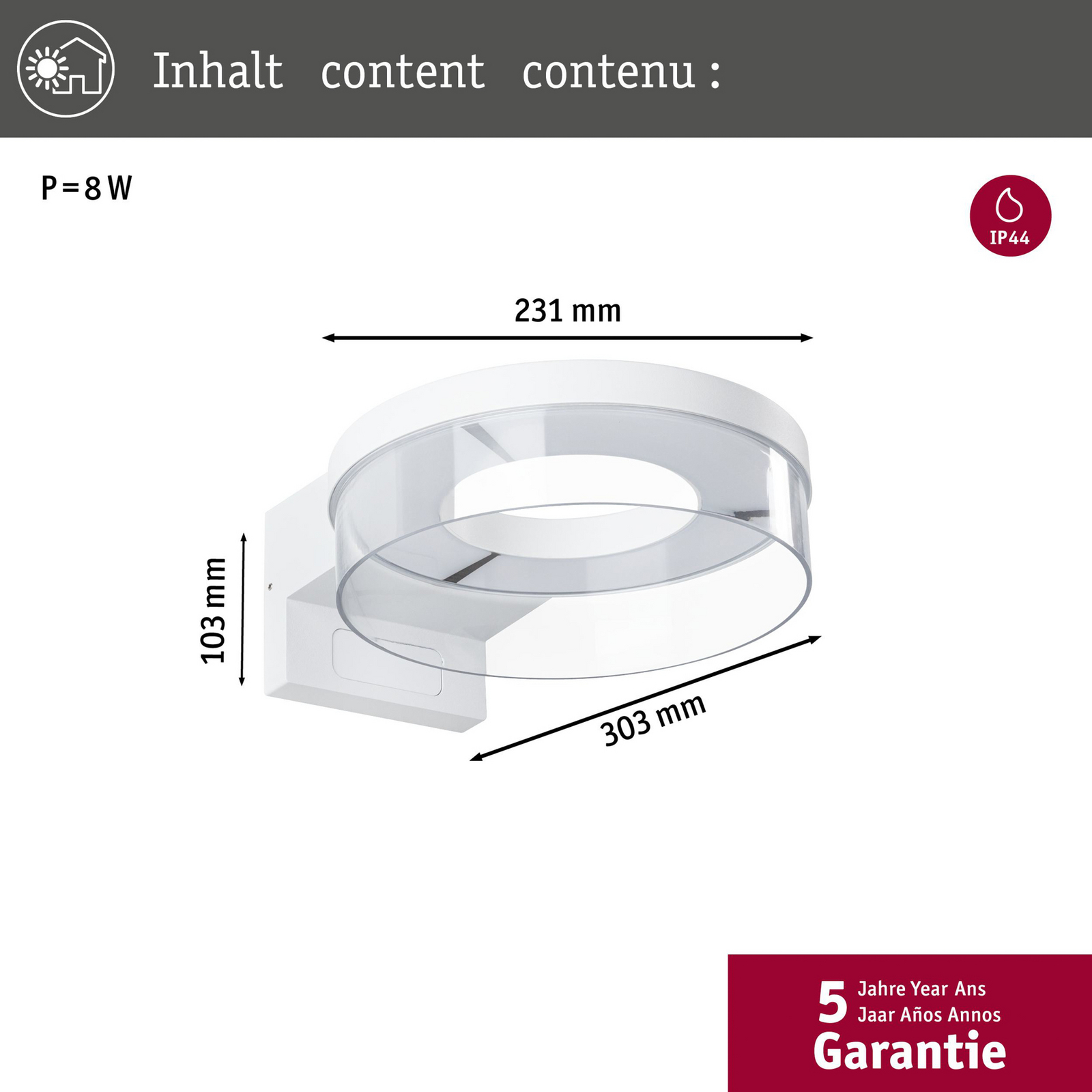 Capera Buiten Wandlamp met Sensor SWR Wit - Paulmann
