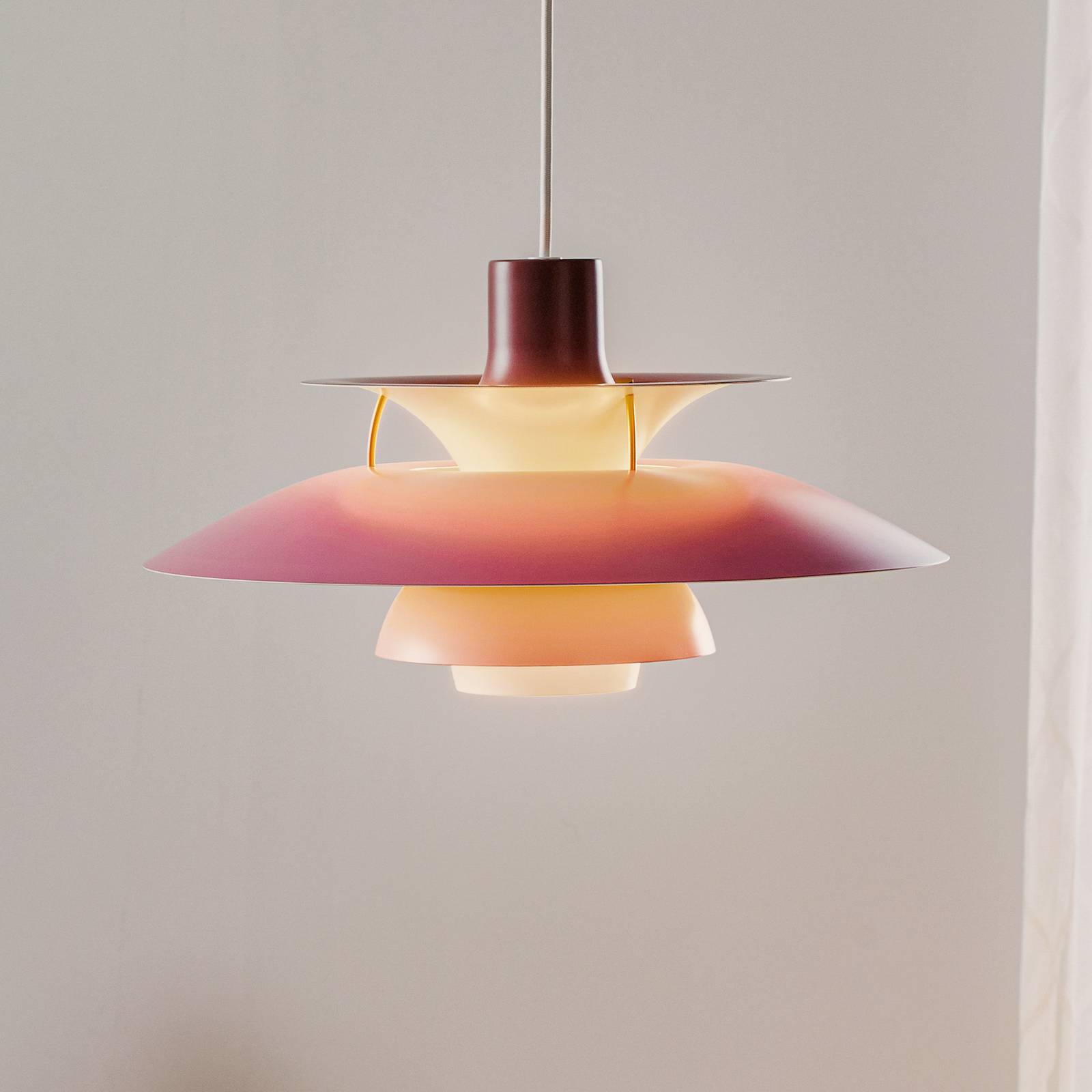 Louis poulsen ph 5, designer függő lámpa rózsaszín