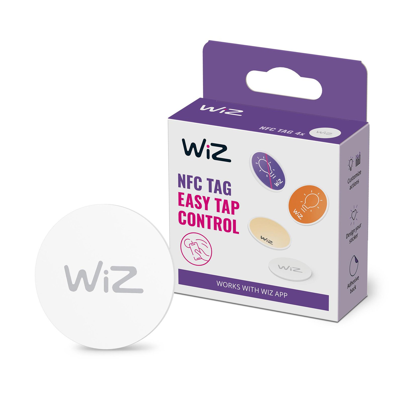 WiZ NFC tag, samolepiace, nezávislé, sada 4 kusov