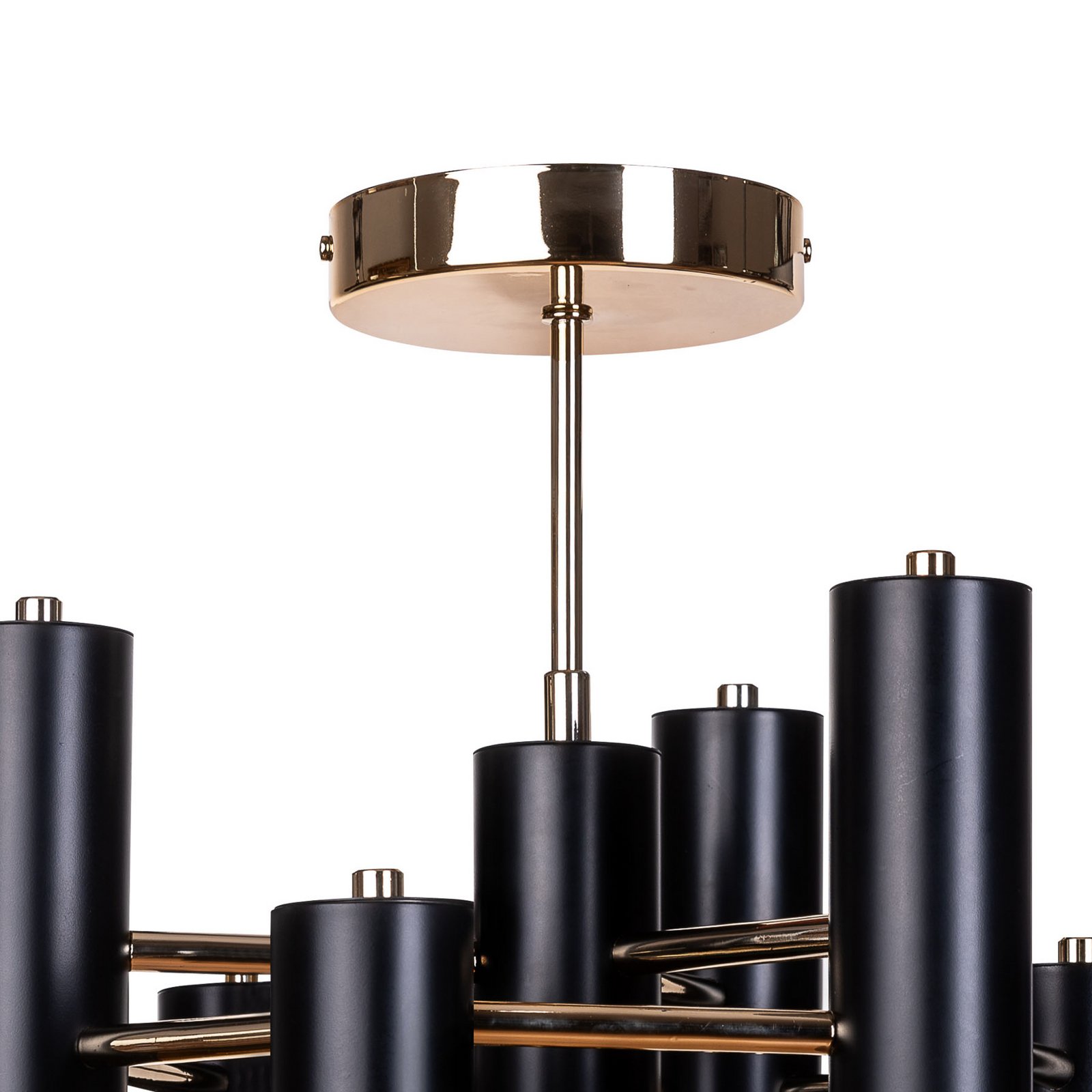 Plafondlamp Orino, zwart/goud, metaal, 7-lamps, GU10