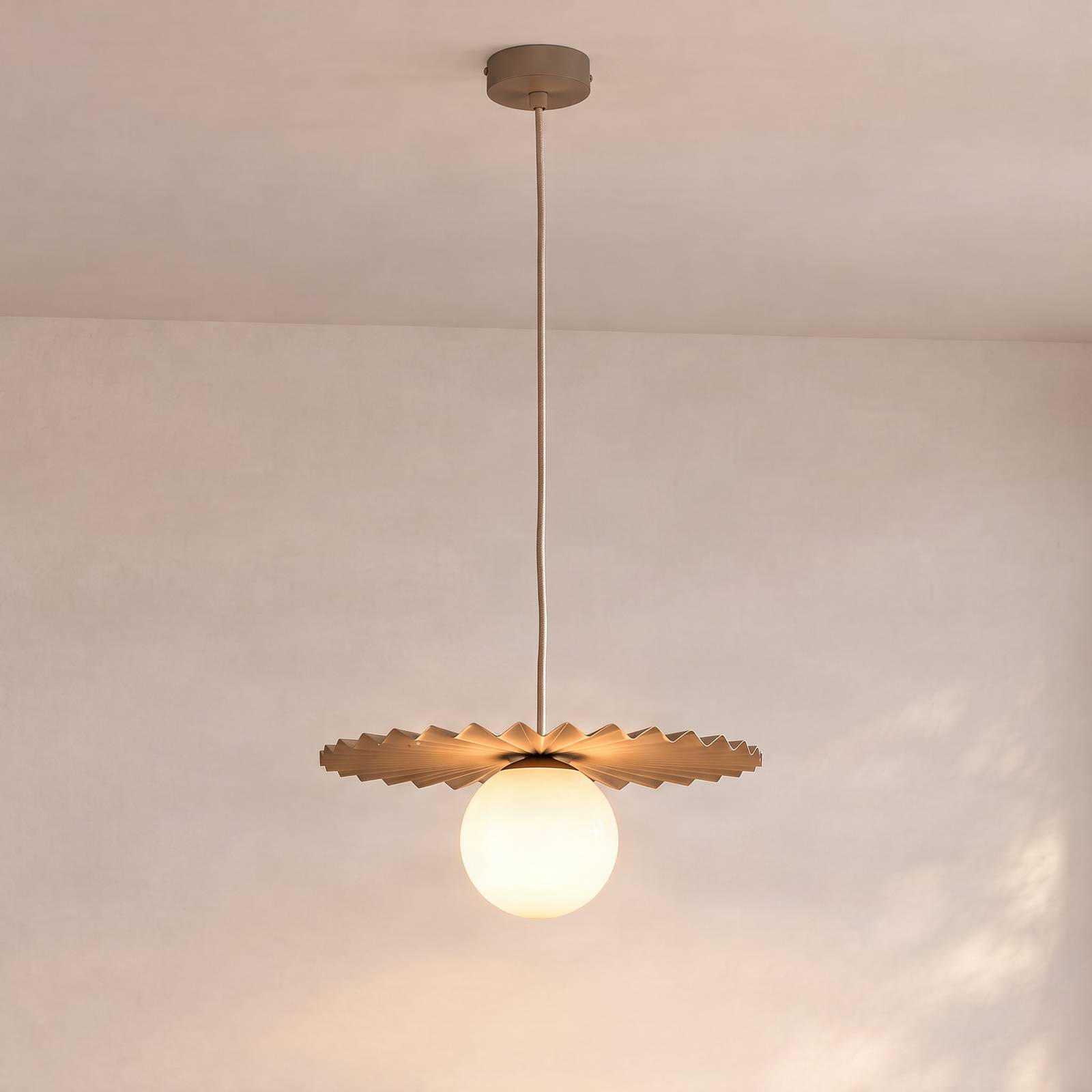 Domiluce Hanglamp Fiore, grijs-beige, Ø 40 cm, glas