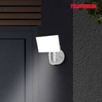 Cristo LED outdoor wall light with sensor, silver
