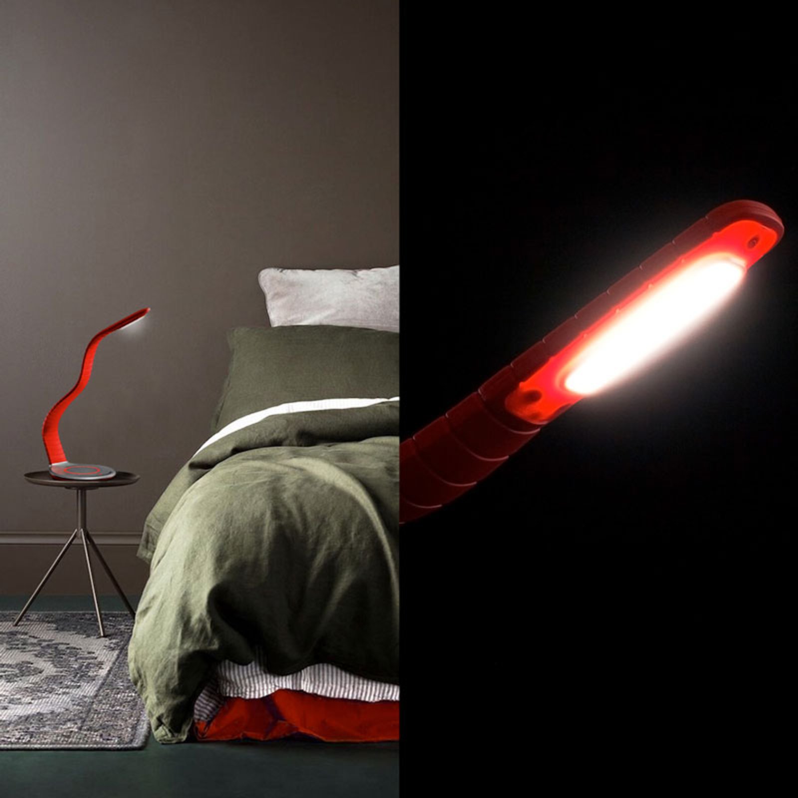 Lampă de masă TRAE Luni LED, Qi, 5.000 K roșu