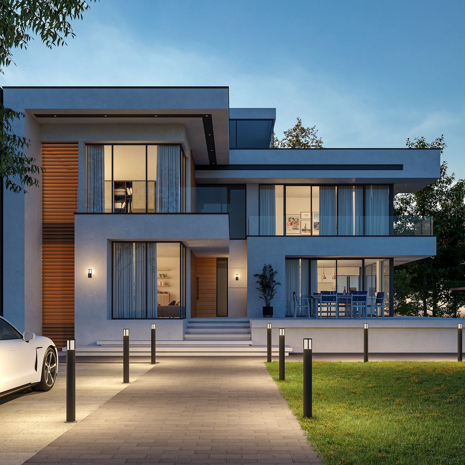 Borne lumineuse Facado II, hauteur 100 cm, ronde, gris foncé/opale