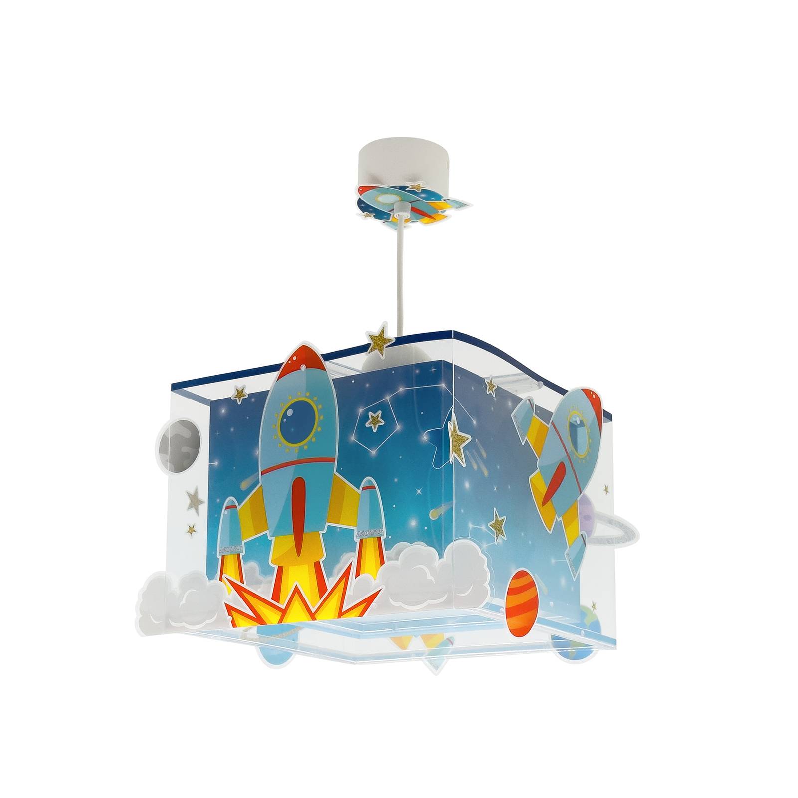 Dalber Kinderzimmer-Pendelleuchte ROCKET, blau/gelb