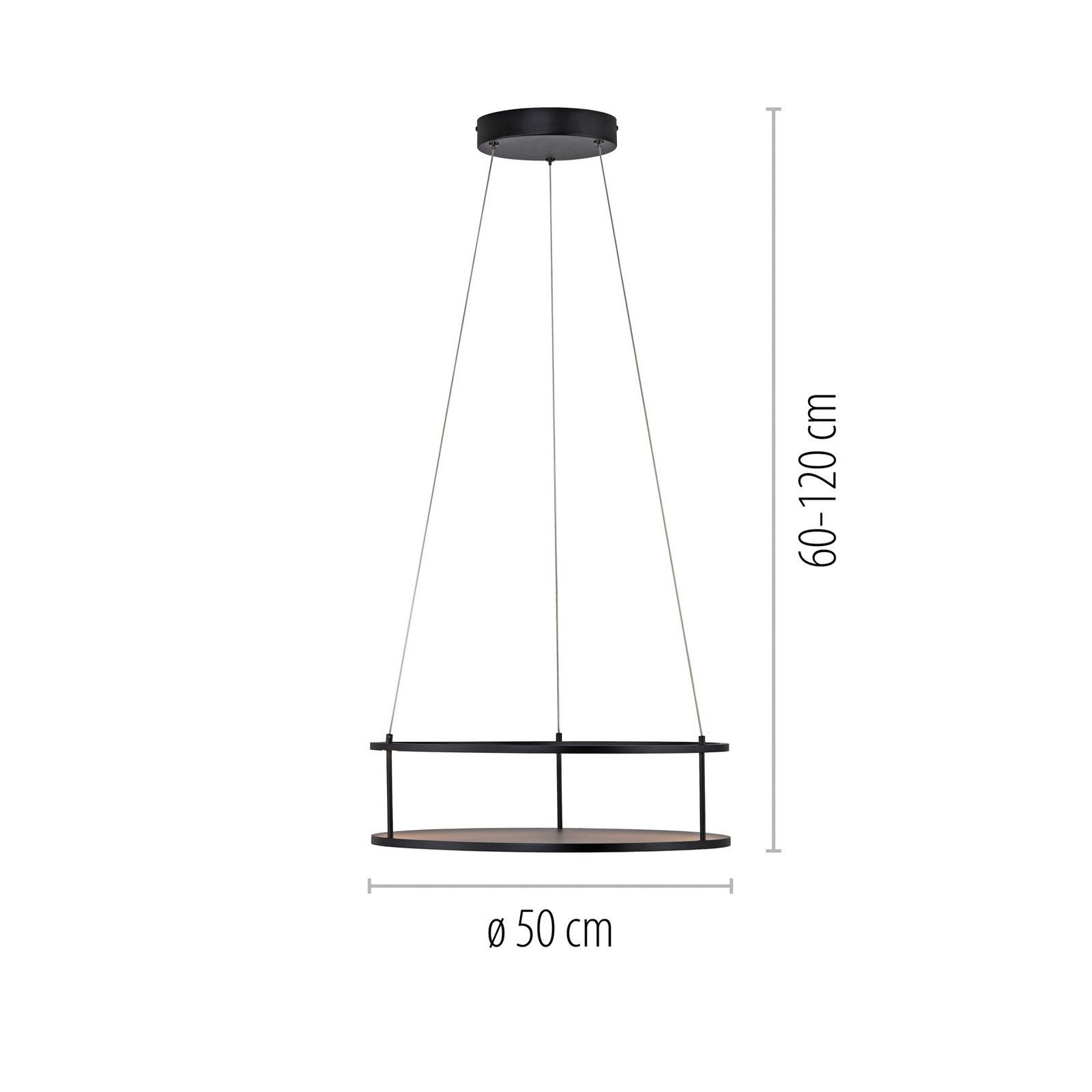 Paul Neuhaus lampă suspendată LED Contura, negru, Ø 50 cm