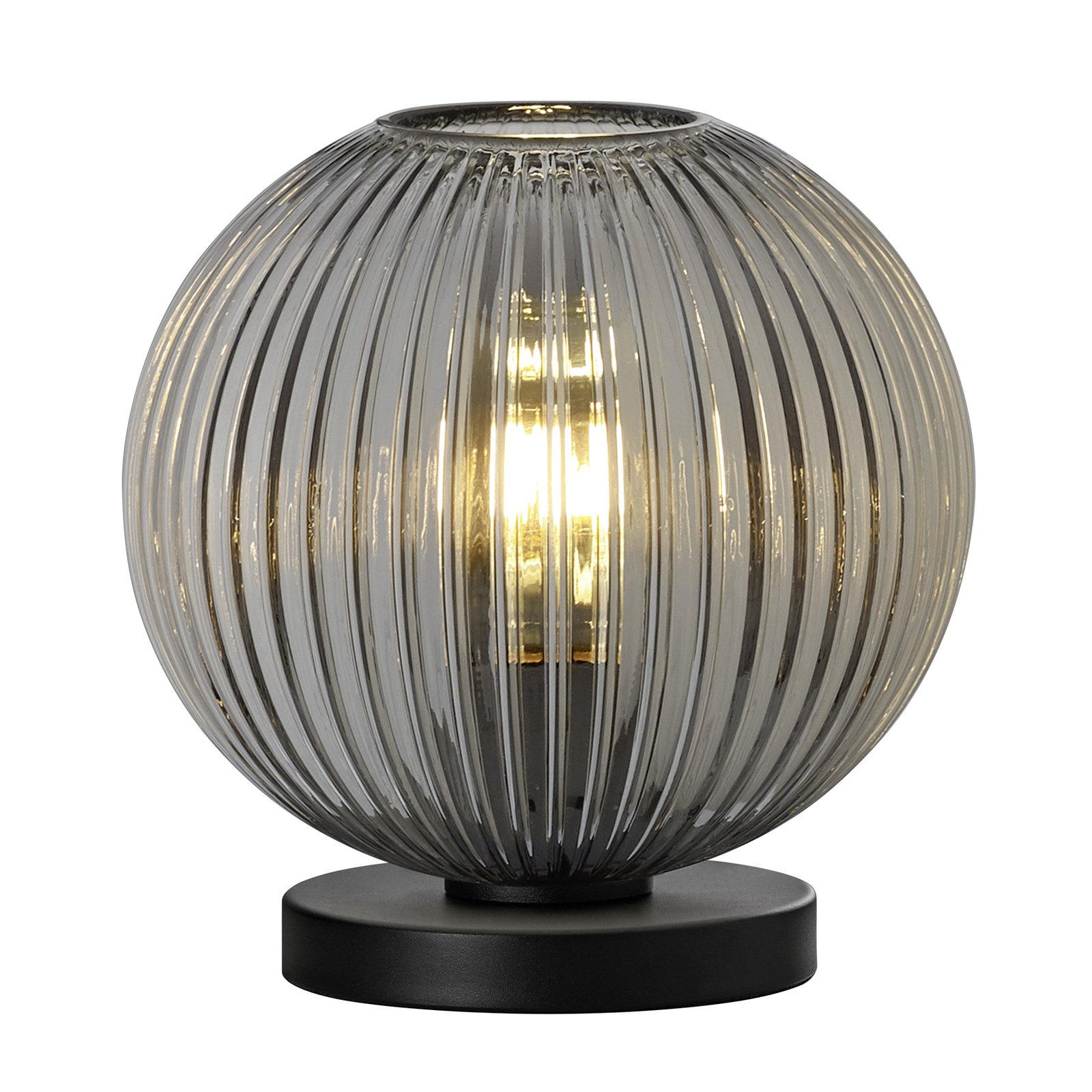Lámpara de mesa Loft con cristal ahumado, 1 luz, redonda
