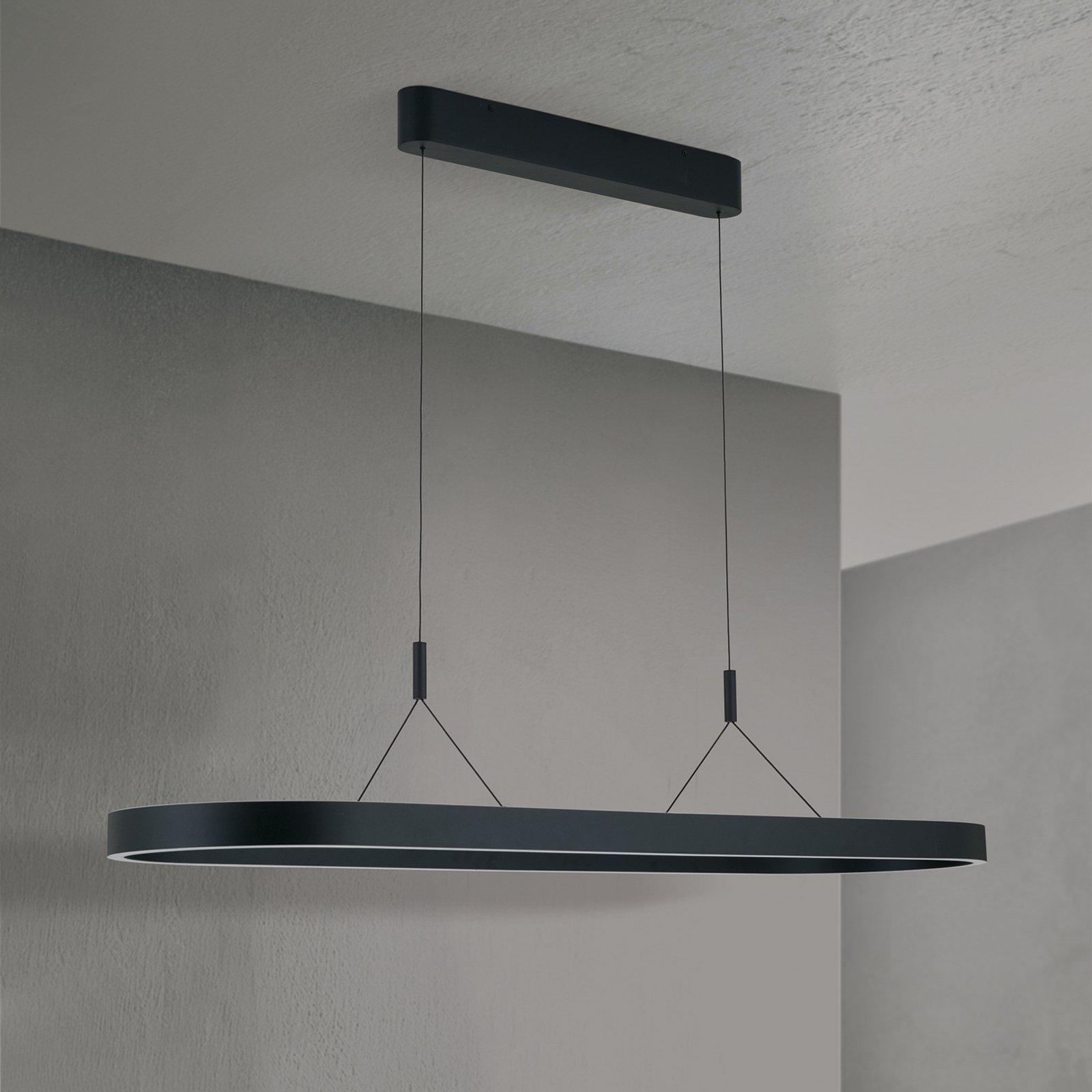 Carrara LED hanglamp, zwart, in hoogte verstelbaar, CCT