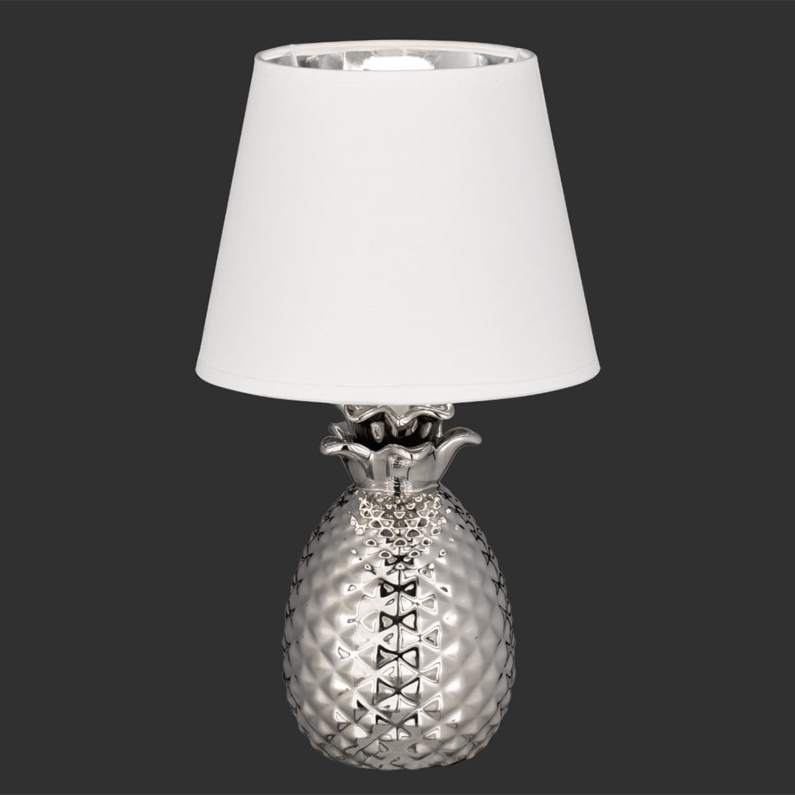 Decorative Pineapple ceramic table lamp, silver