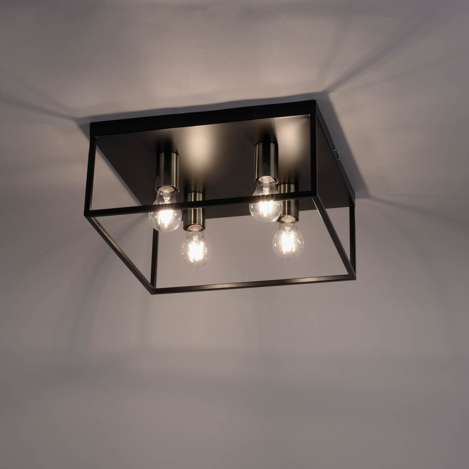 Fabio plafondlamp, 4-lamps, zwart/goud