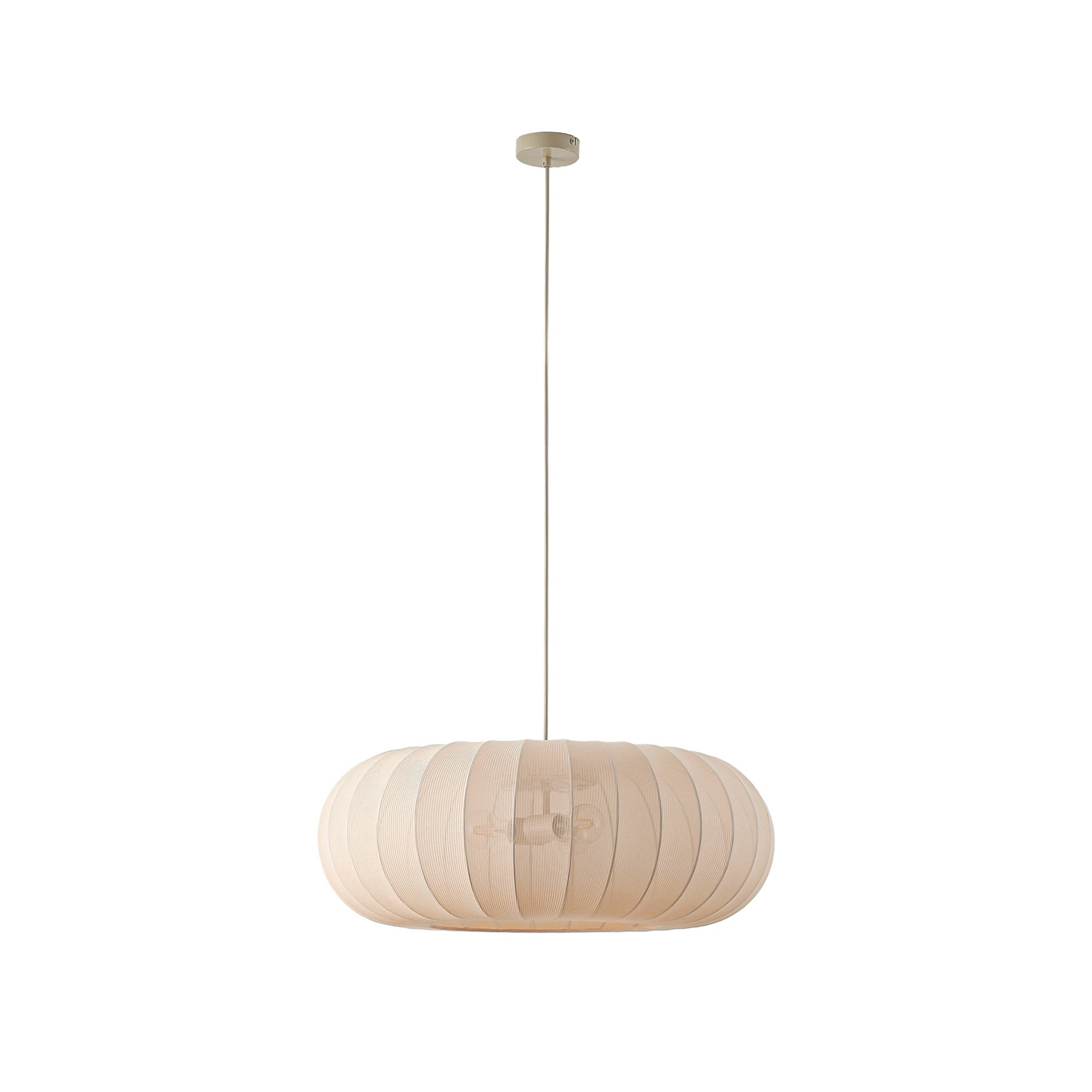 Lampa suspendată Helin, Ø 70 cm, textil, bej, 3 x E27 - Lindby