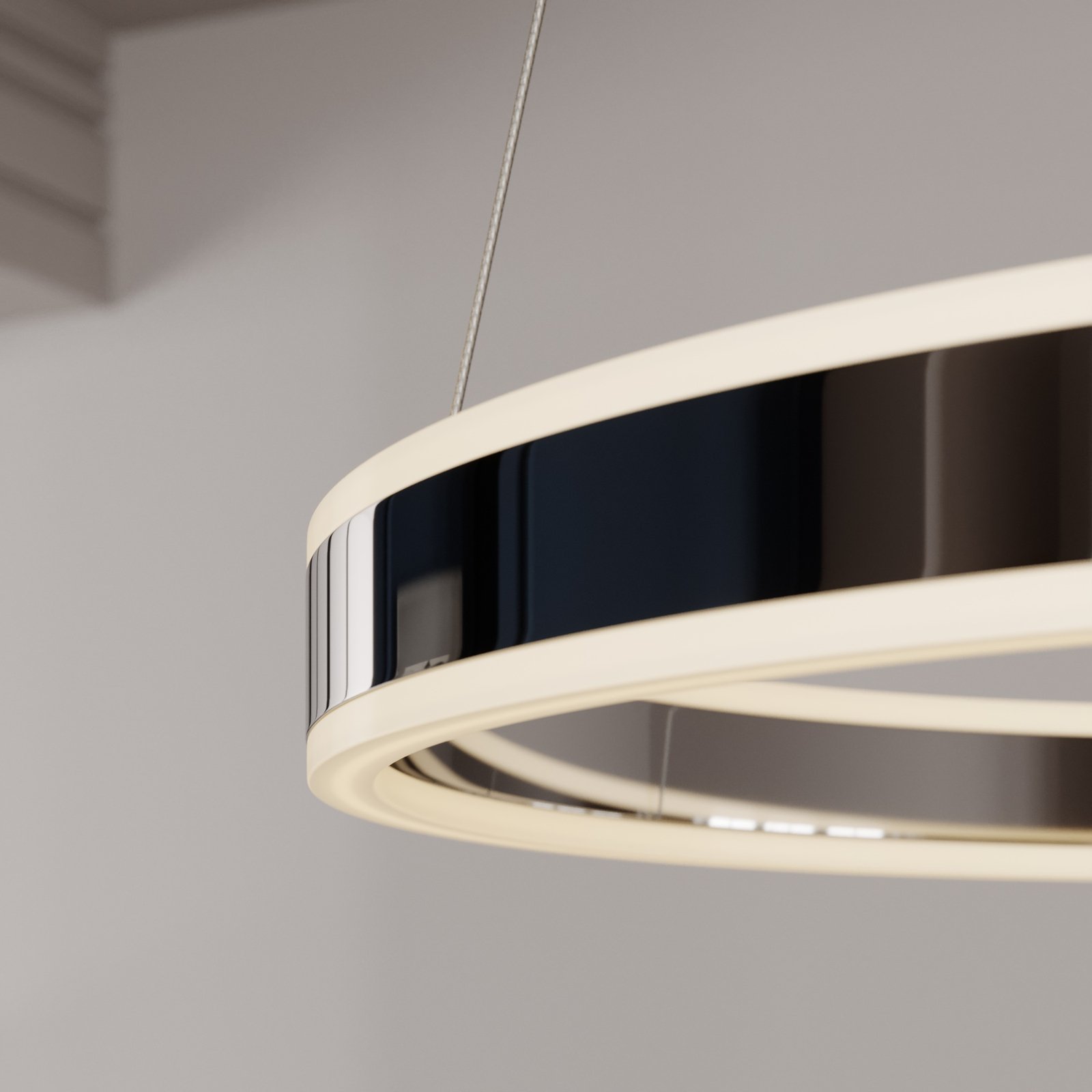 Suspension LED Lyani en chromé, dimmable, 50 cm