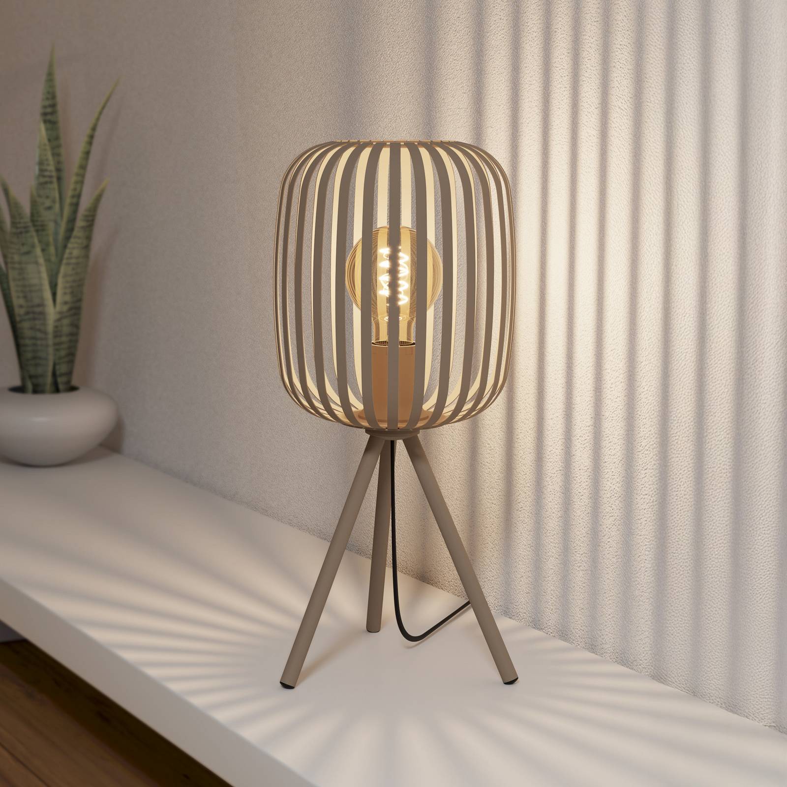 EGLO Lampe à poser Romazzina, beige, hauteur 44 cm, métal, E27