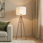 Gulvlampe Grand, krem/nøtt, høyde 145 cm, E27