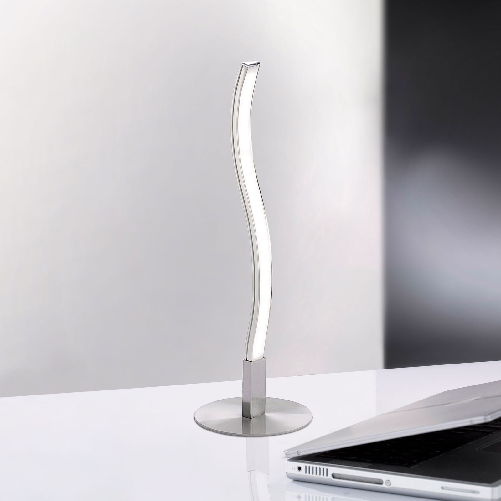Wave LED table lamp, steel