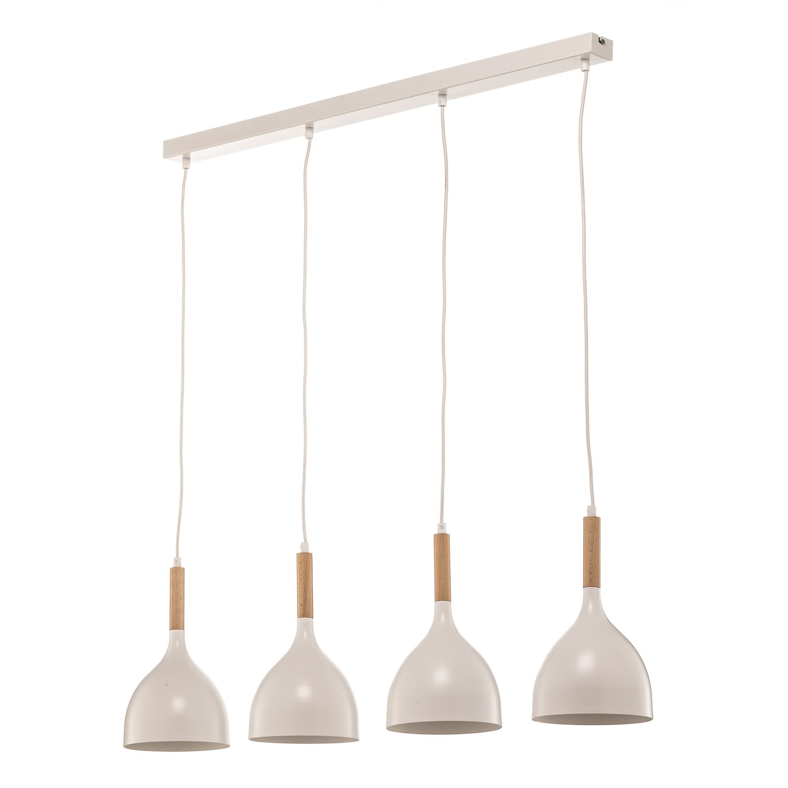 Noak hanglamp 4-lamps lang wit/naturel hout