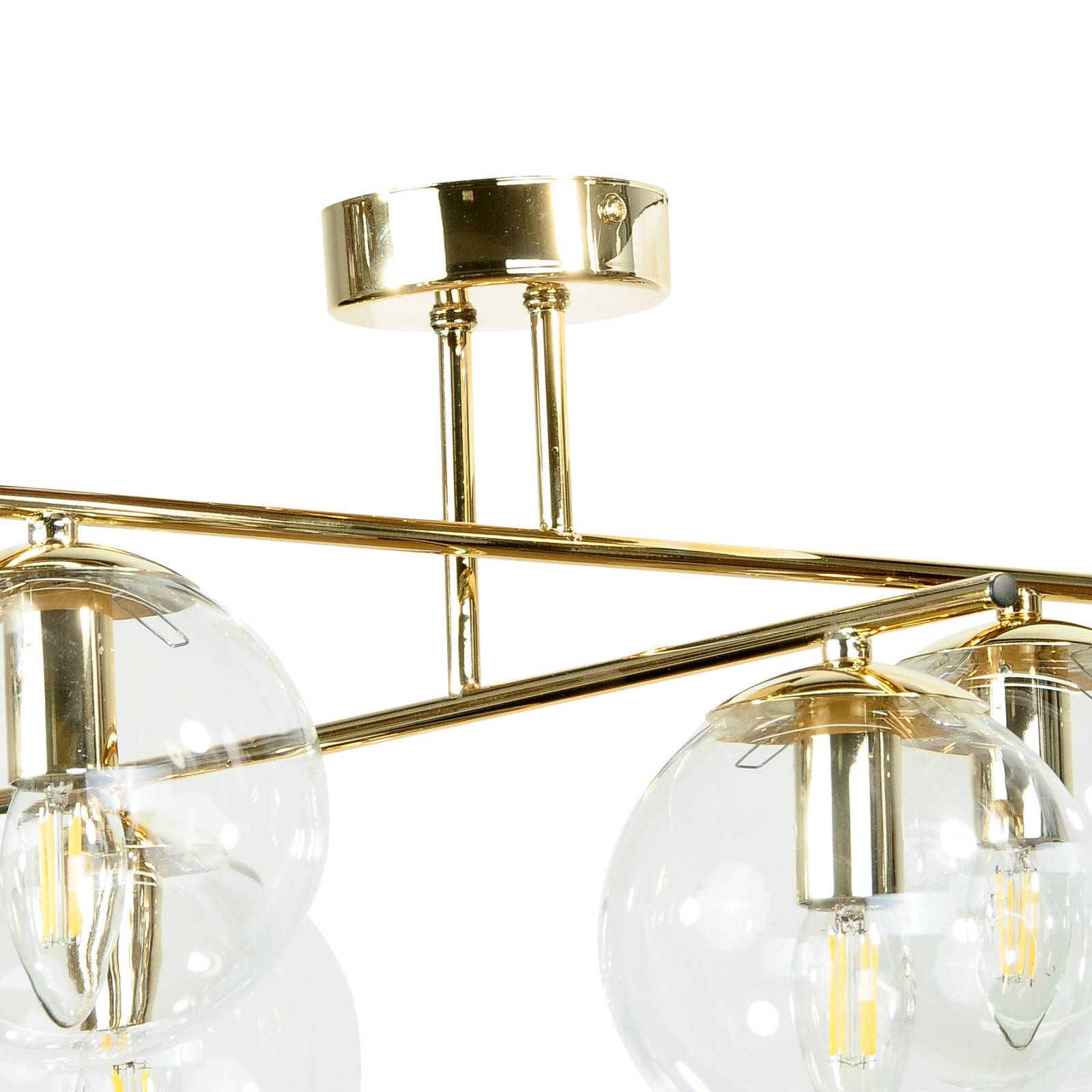 Deckenleuchte Zoe, goldfarben, Länge 51 cm, Glas, 4-flammig günstig online kaufen