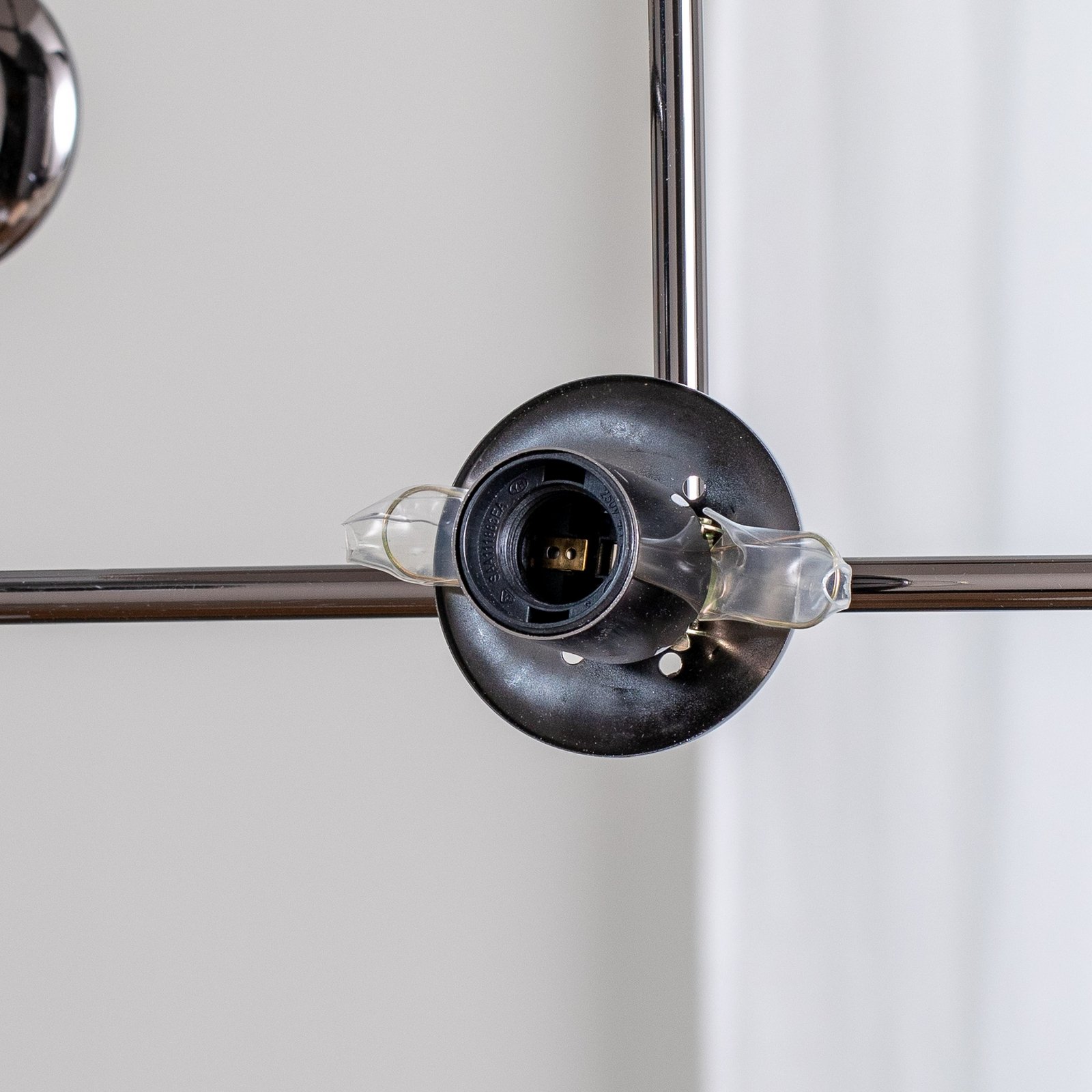 Portemo hanging light, smoke grey/nickel, 104x80 cm, 6-bulb glass