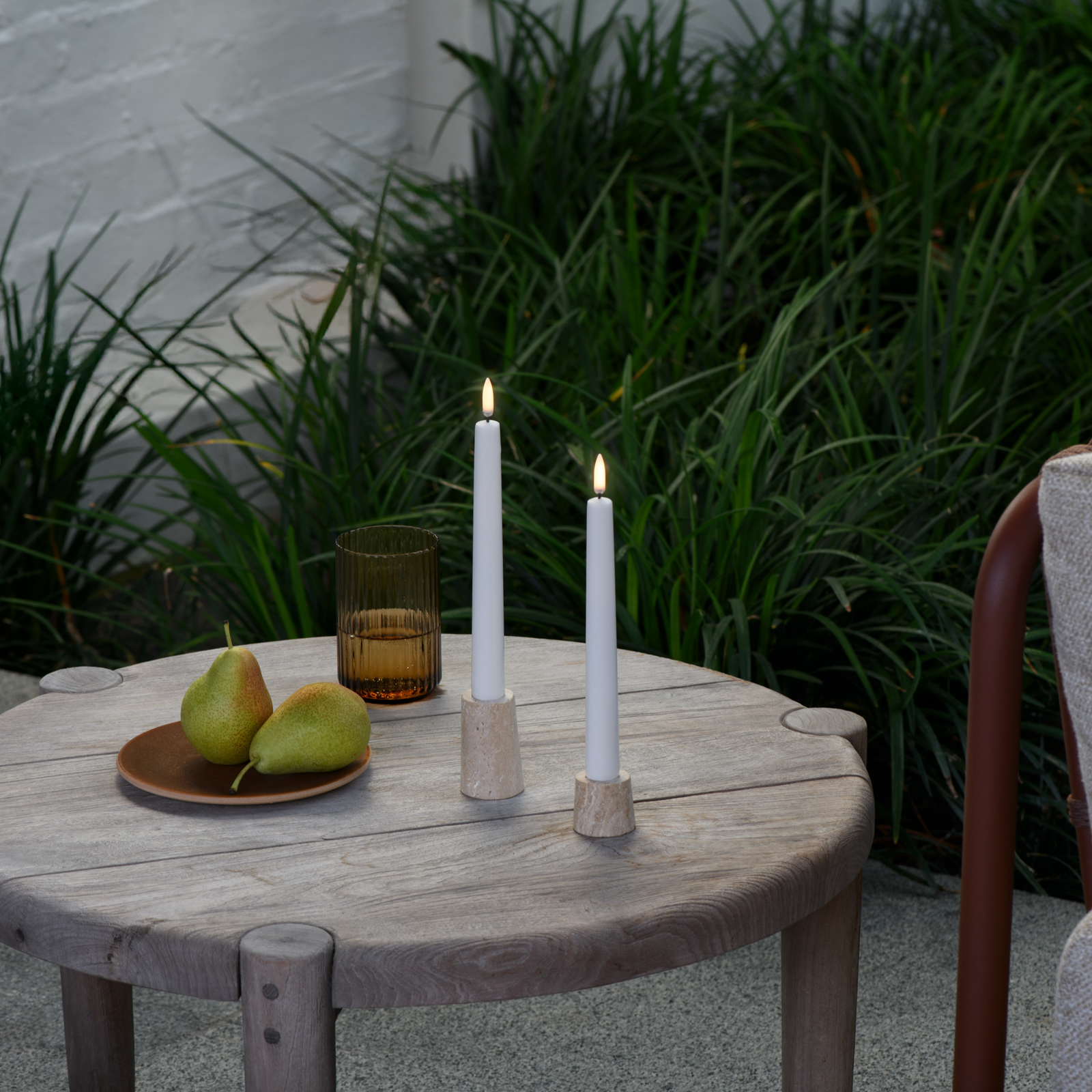 Taper Outdoor LED-stearinljus, 2-pack, höjd 25 cm, vit – Uyuni Lighting