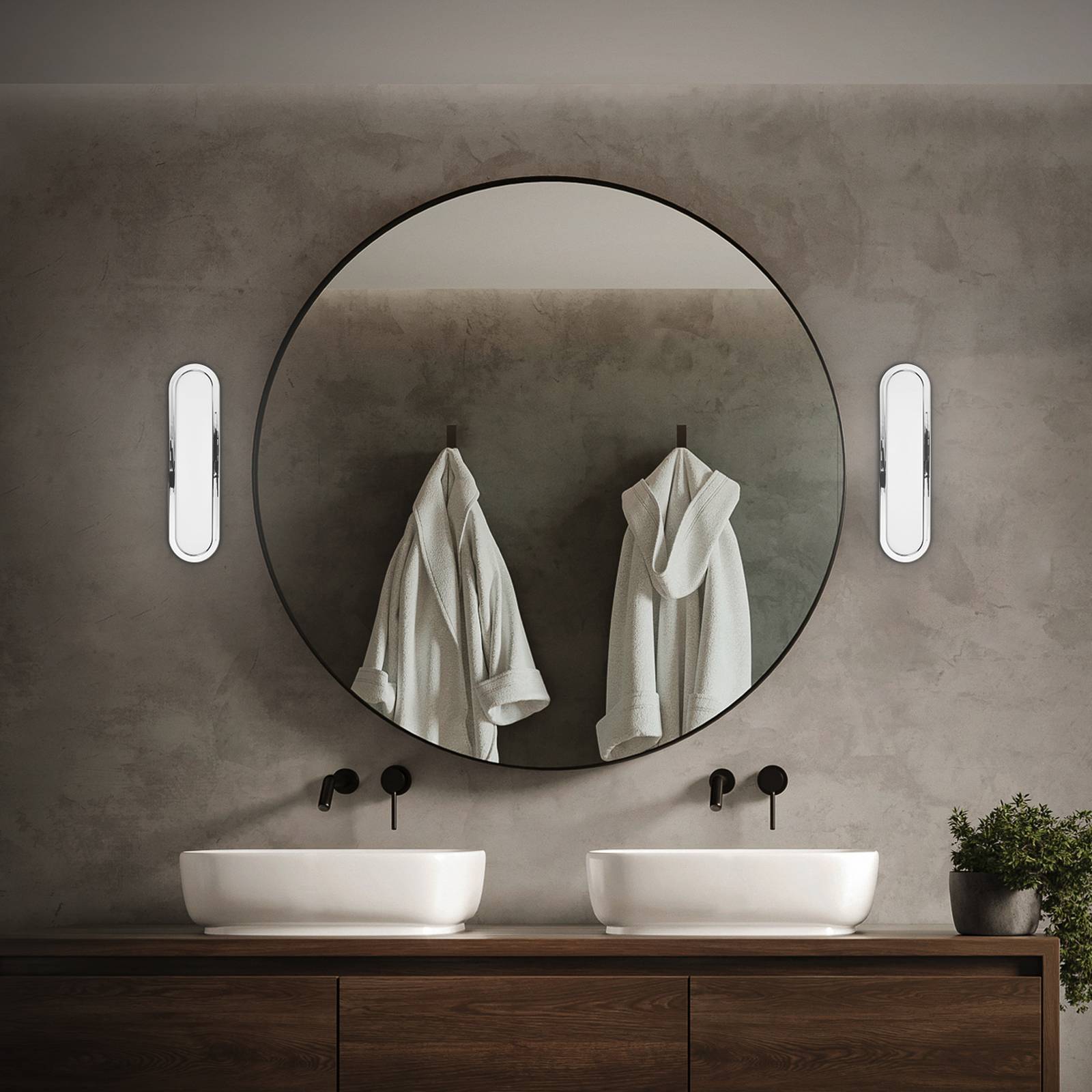 LED-Bad-Wandlampe Pil, chromfarben, Breite 35 cm, Kunststoff günstig online kaufen