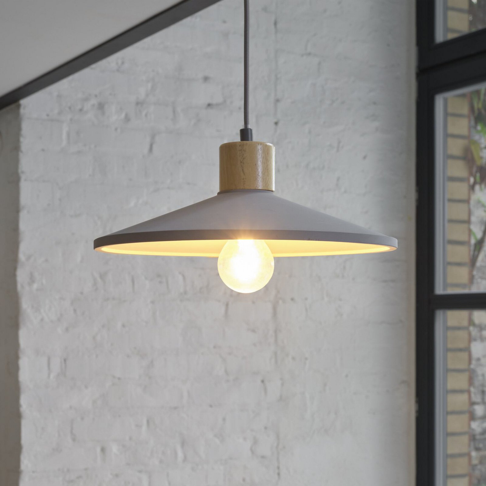 OSRAM Hängeleuchte CONCRETE WOOD, grau, Ø 32 cm, Beton, E27