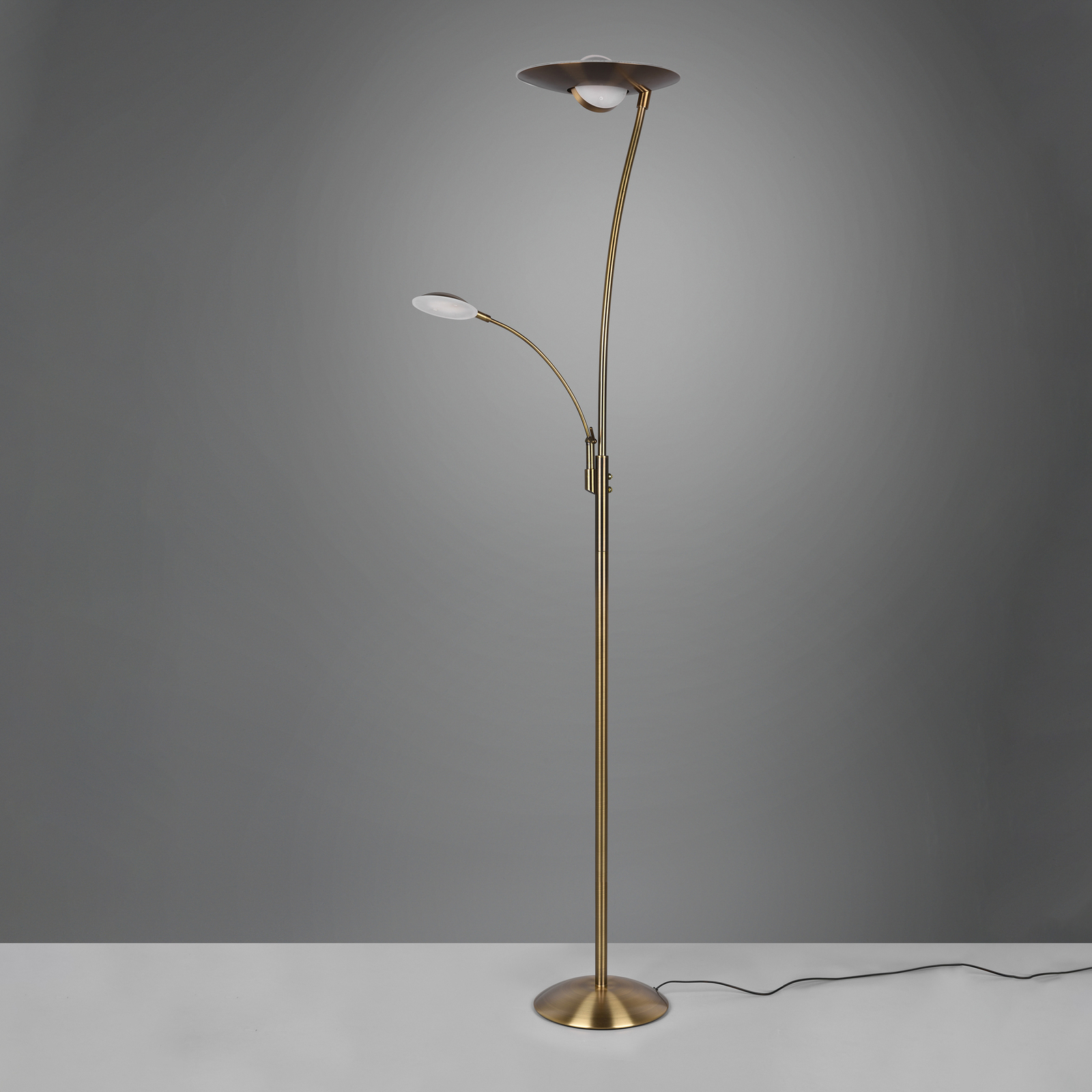 Granby LED floor lamp reading light antique brass