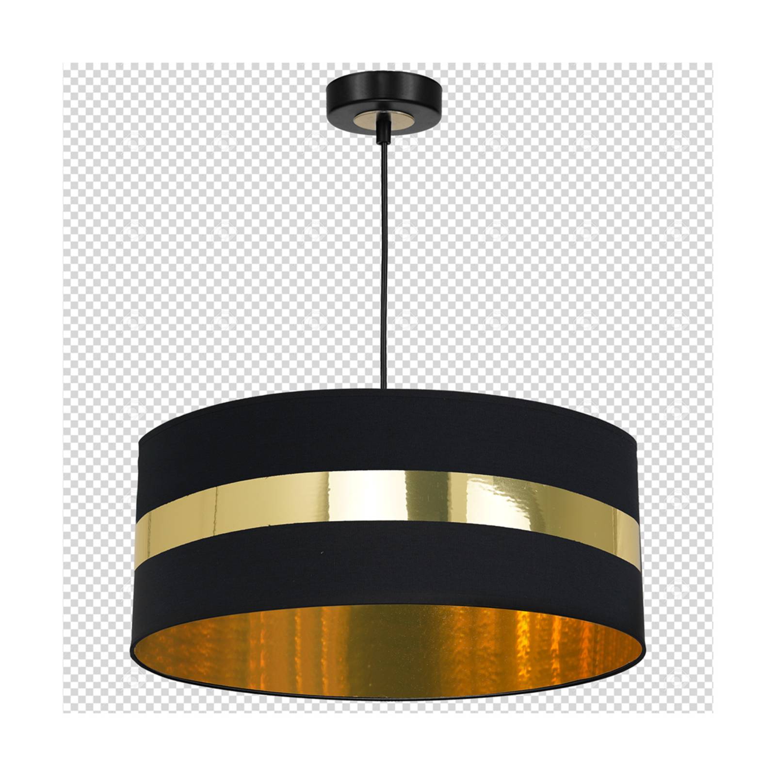 Lampa wisząca Palmira klosz z tkaniny czarna/złota