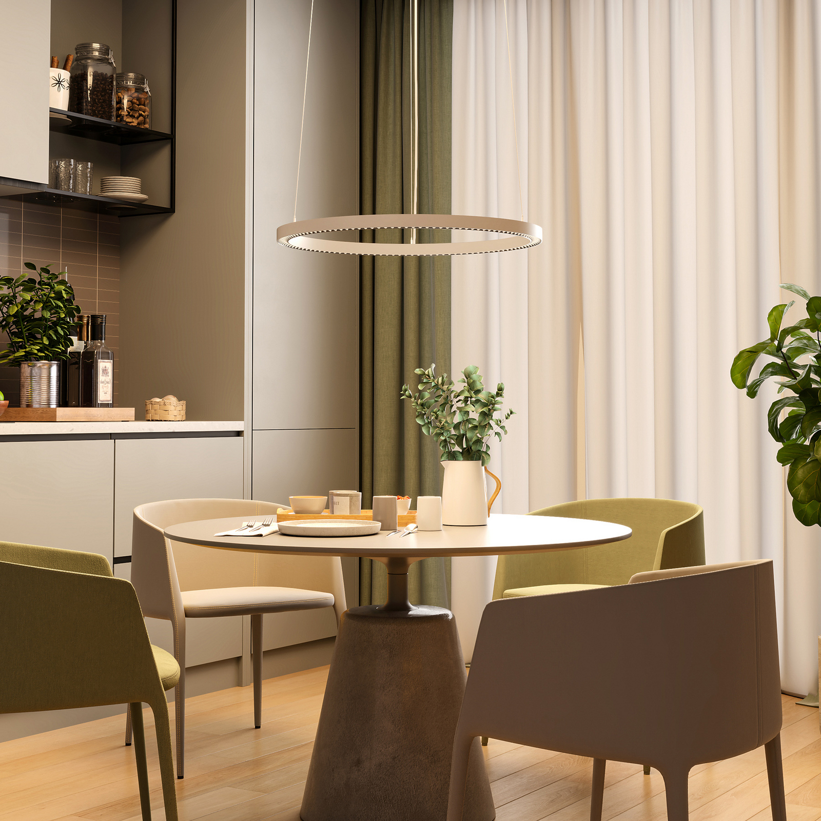 LED-riippvalgusti PERFORA PRO M, Ø 66 cm, valge, DALI üles/alla, CCT