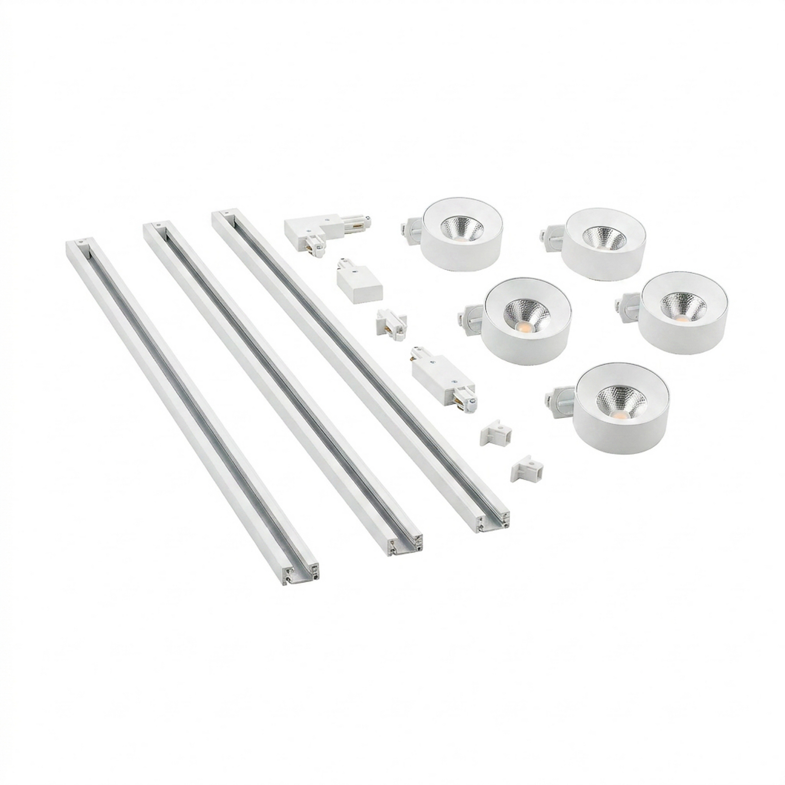 Σύστημα ράγας Lindby Linaro, Ø 9,5 cm, 5 φτερά, LED, λευκό