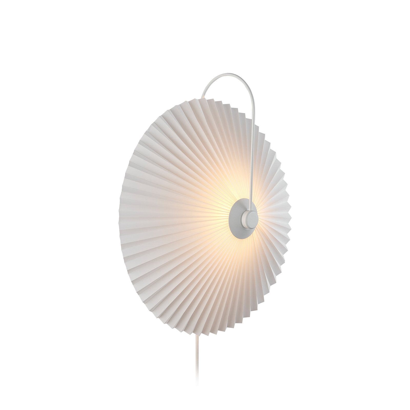 Nadia wall light, pleated lampshade, white
