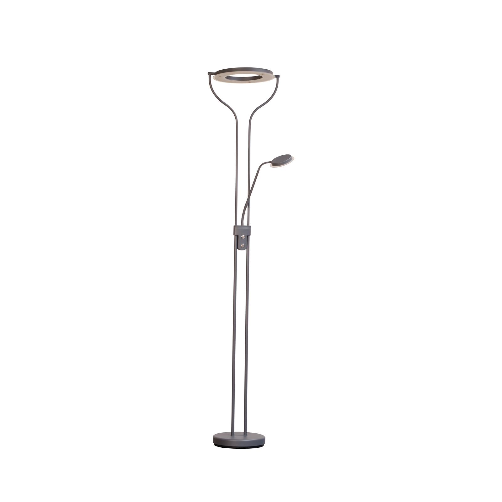 LED-gulvlampe Davos, sandgrå, højde 180 cm, 2 lyskilder, CCT