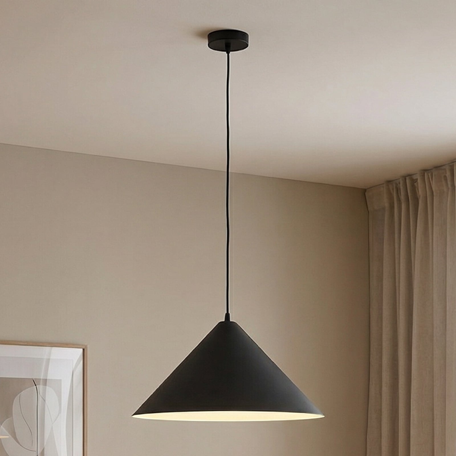 Lindby Hängeleuchte Clarine, schwarz/weiß, Ø 50 cm, Metall