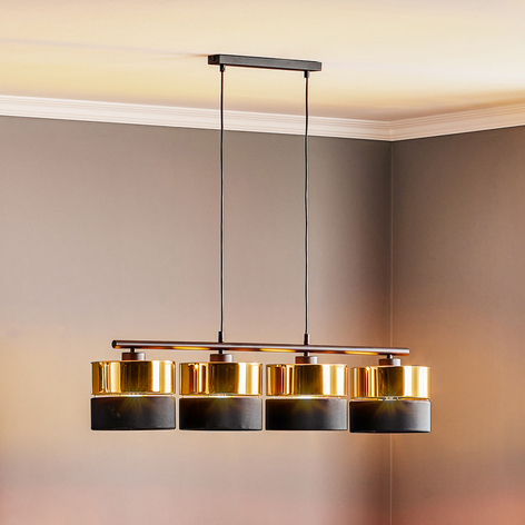 Lampada a sospensione Hilton, nero/oro, 4 luci