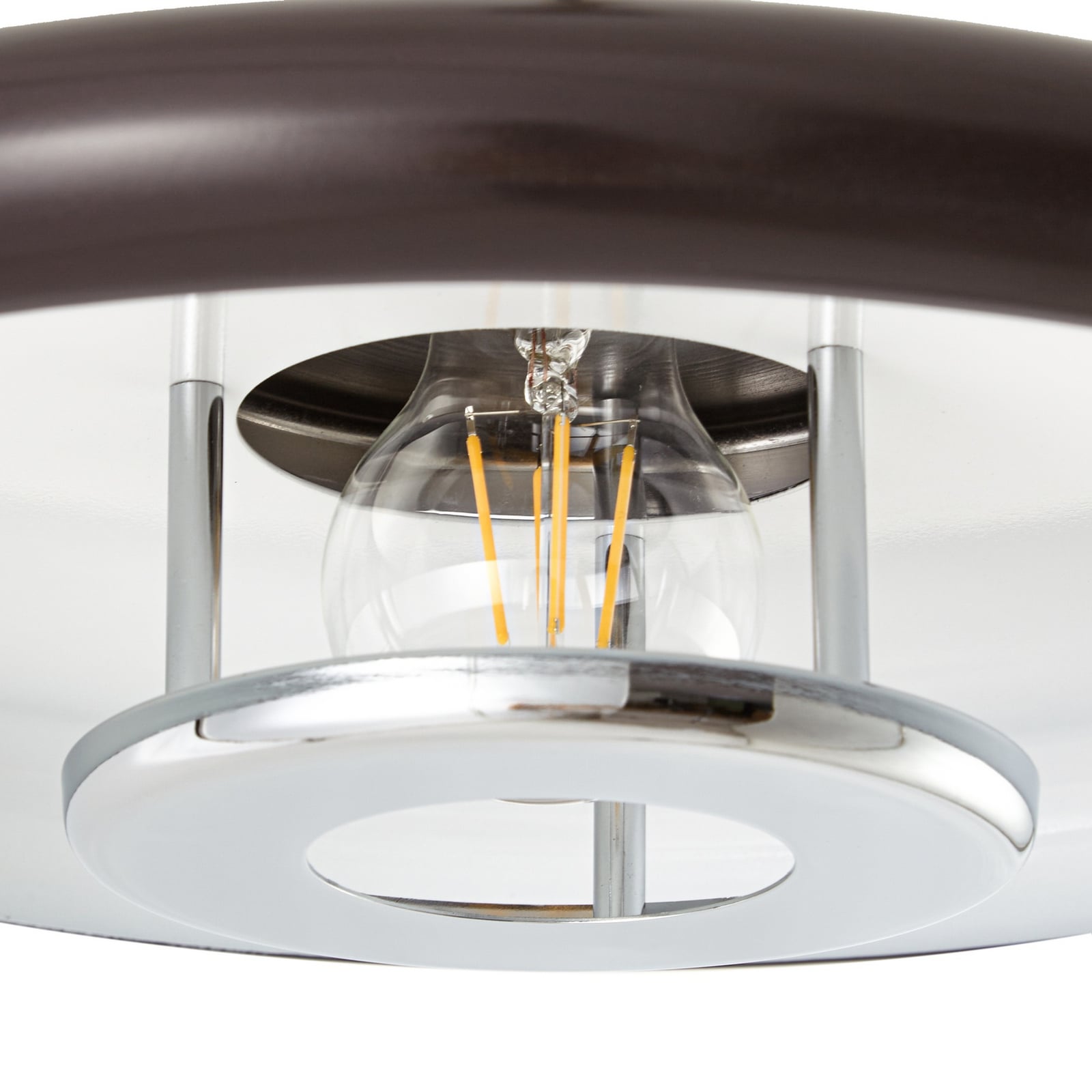 Lampada a sospensione Branford, marrone, Ø 35 cm, metallo, stile retrò - Lindby Lampada a sospensione Branford, marrone, Ø 35 cm, metallo, stile retrò - Lindby